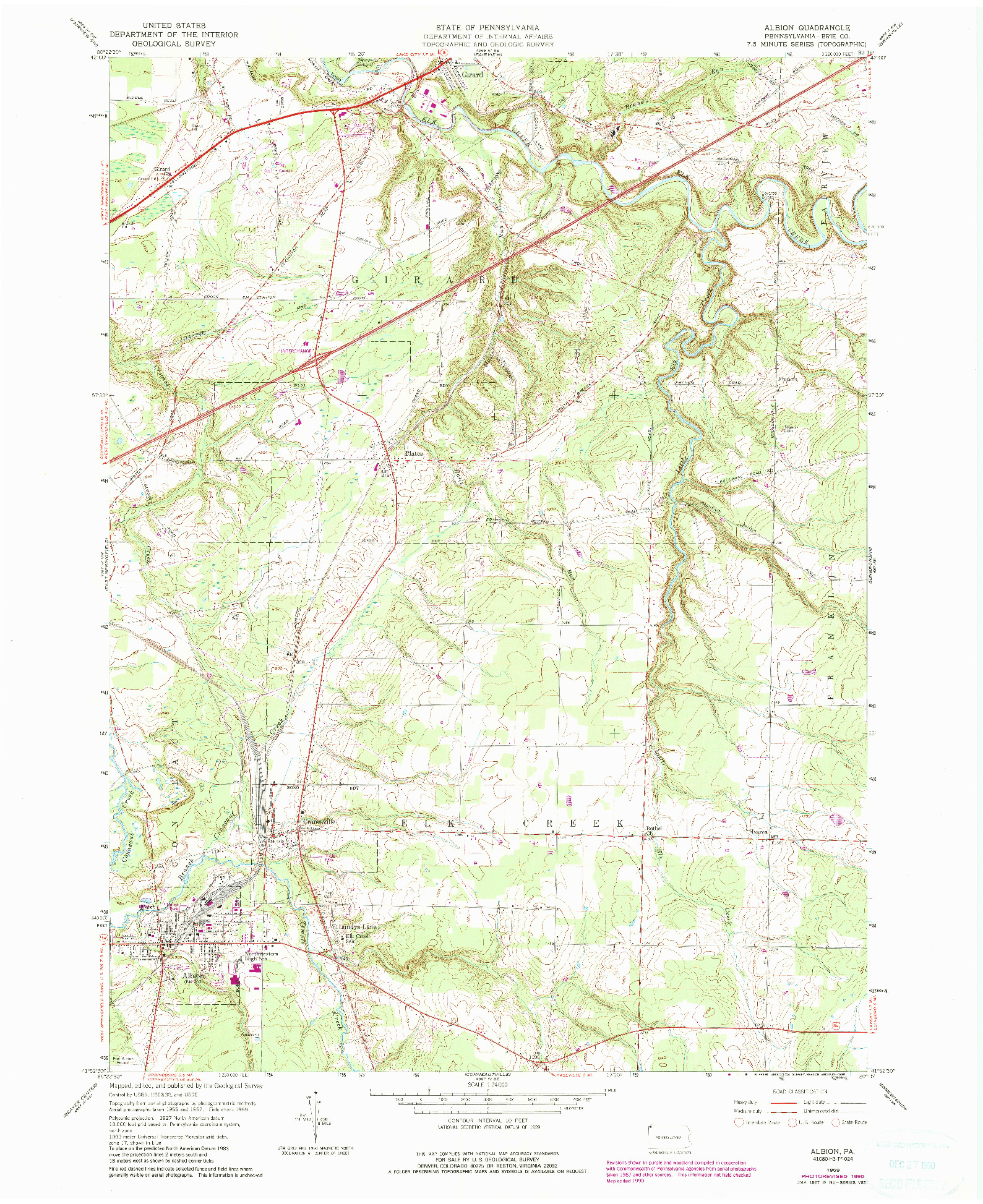 USGS 1:24000-SCALE QUADRANGLE FOR ALBION, PA 1959