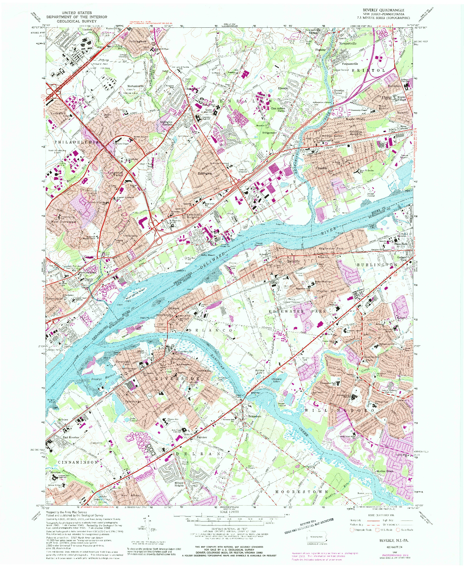 USGS 1:24000-SCALE QUADRANGLE FOR BEVERLY, PA 1966