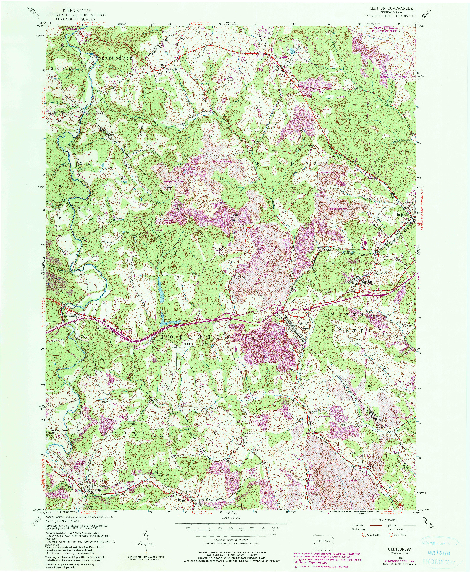 USGS 1:24000-SCALE QUADRANGLE FOR CLINTON, PA 1954