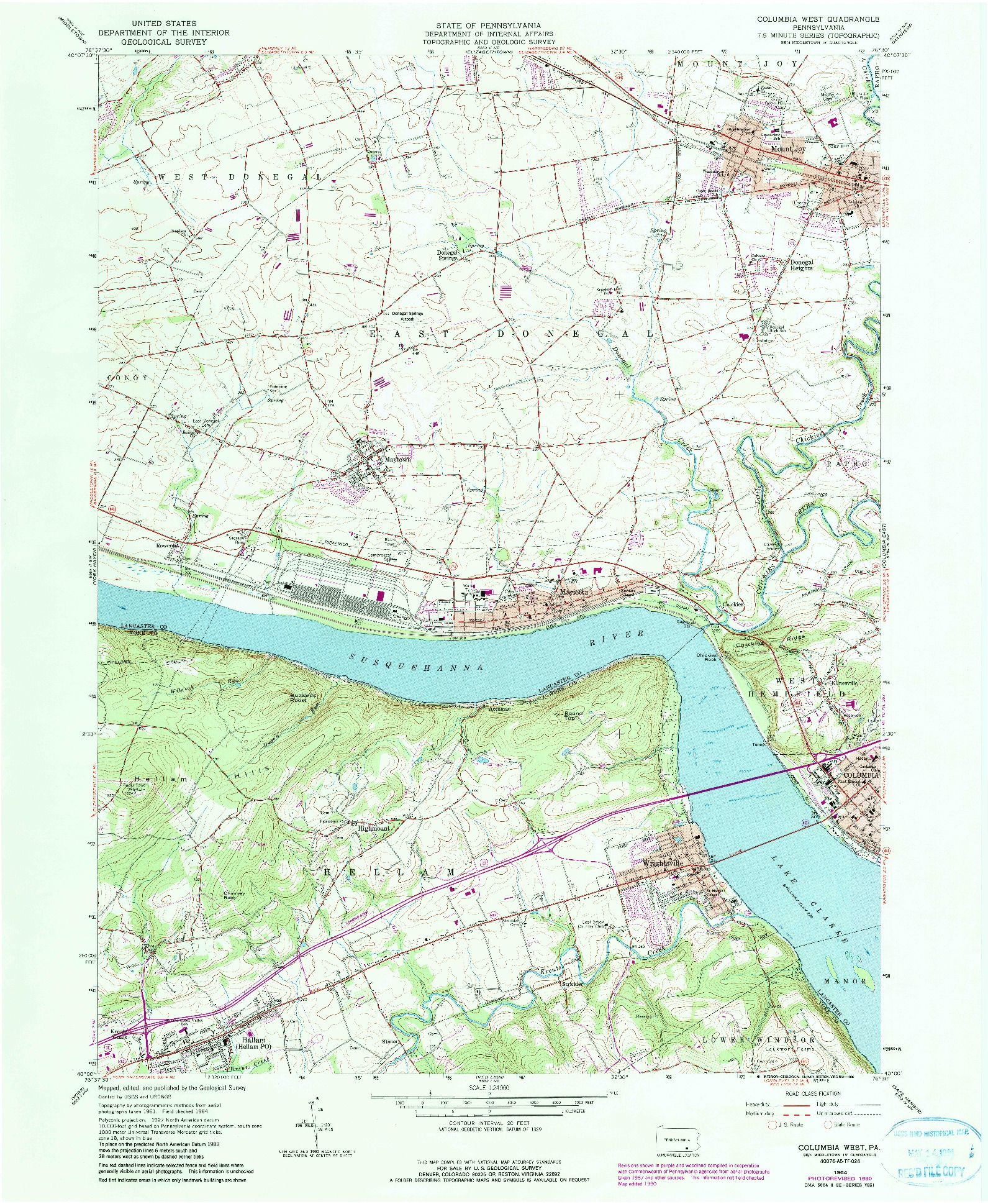 USGS 1:24000-SCALE QUADRANGLE FOR COLUMBIA WEST, PA 1964