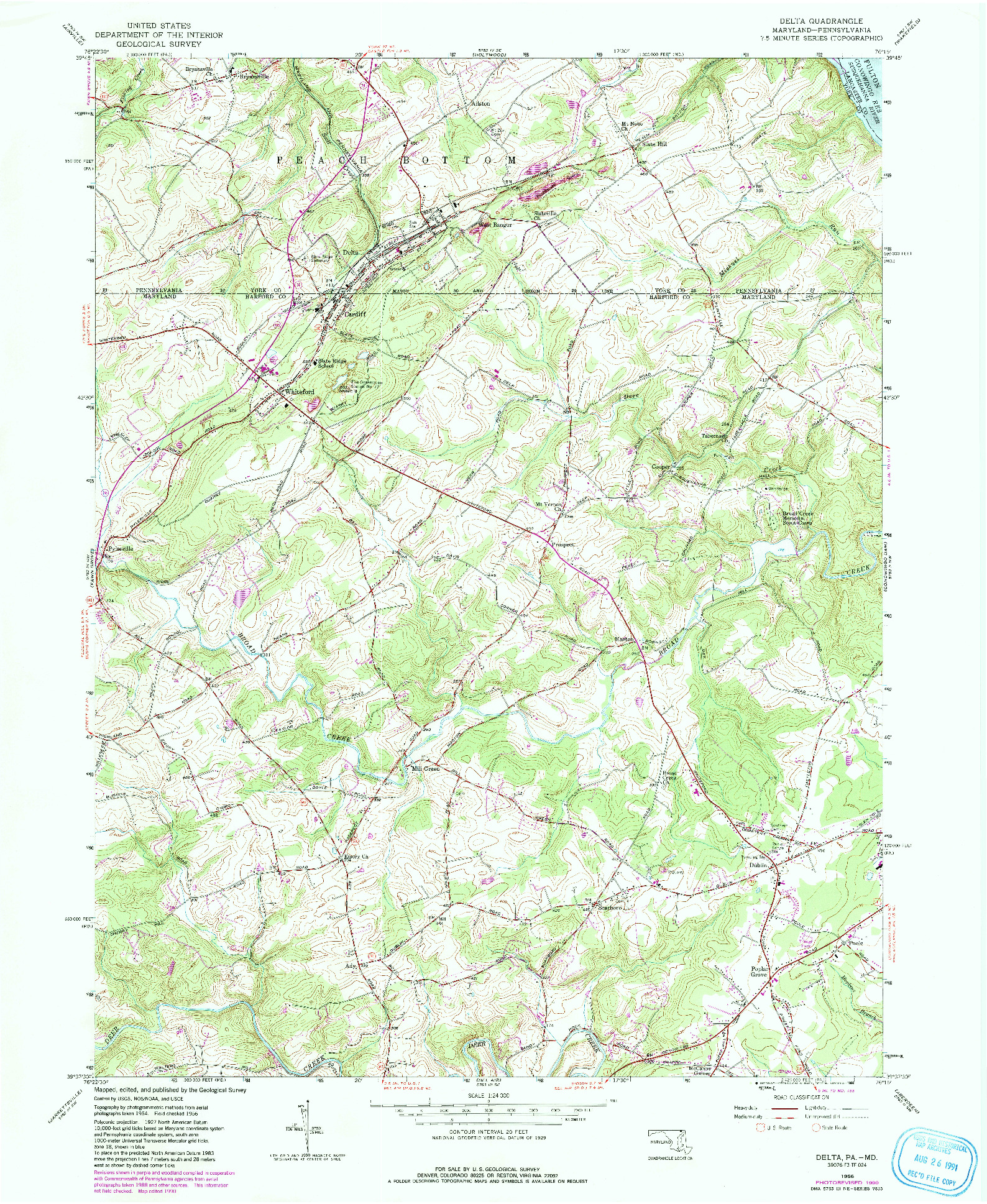USGS 1:24000-SCALE QUADRANGLE FOR DELTA, PA 1956