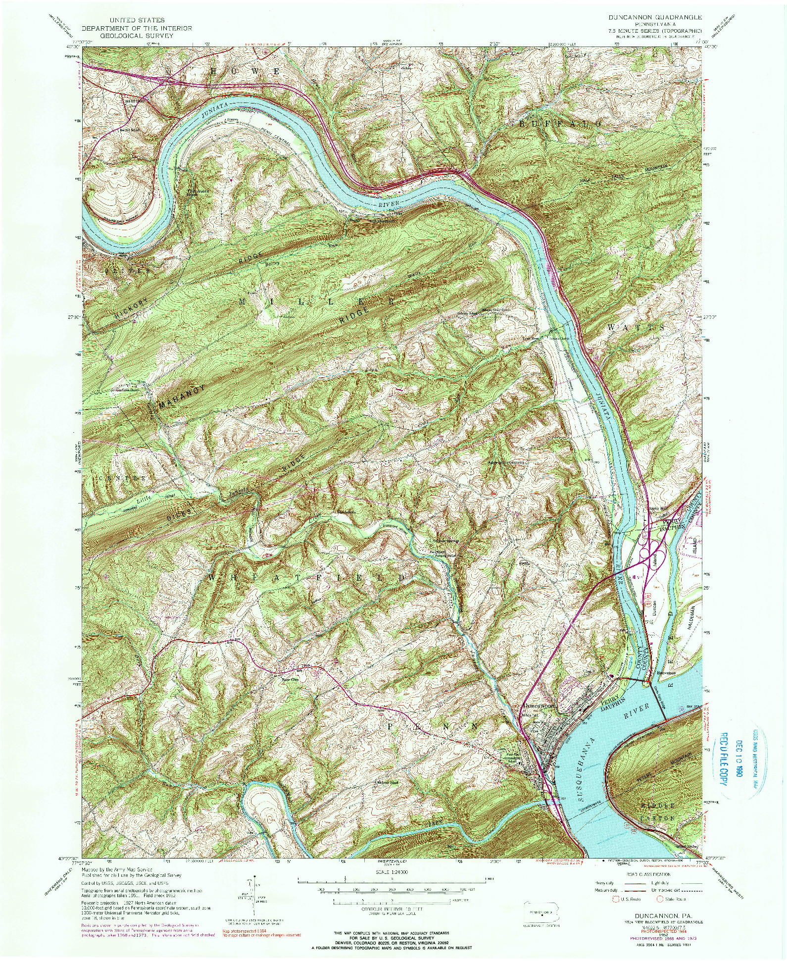 USGS 1:24000-SCALE QUADRANGLE FOR DUNCANNON, PA 1952