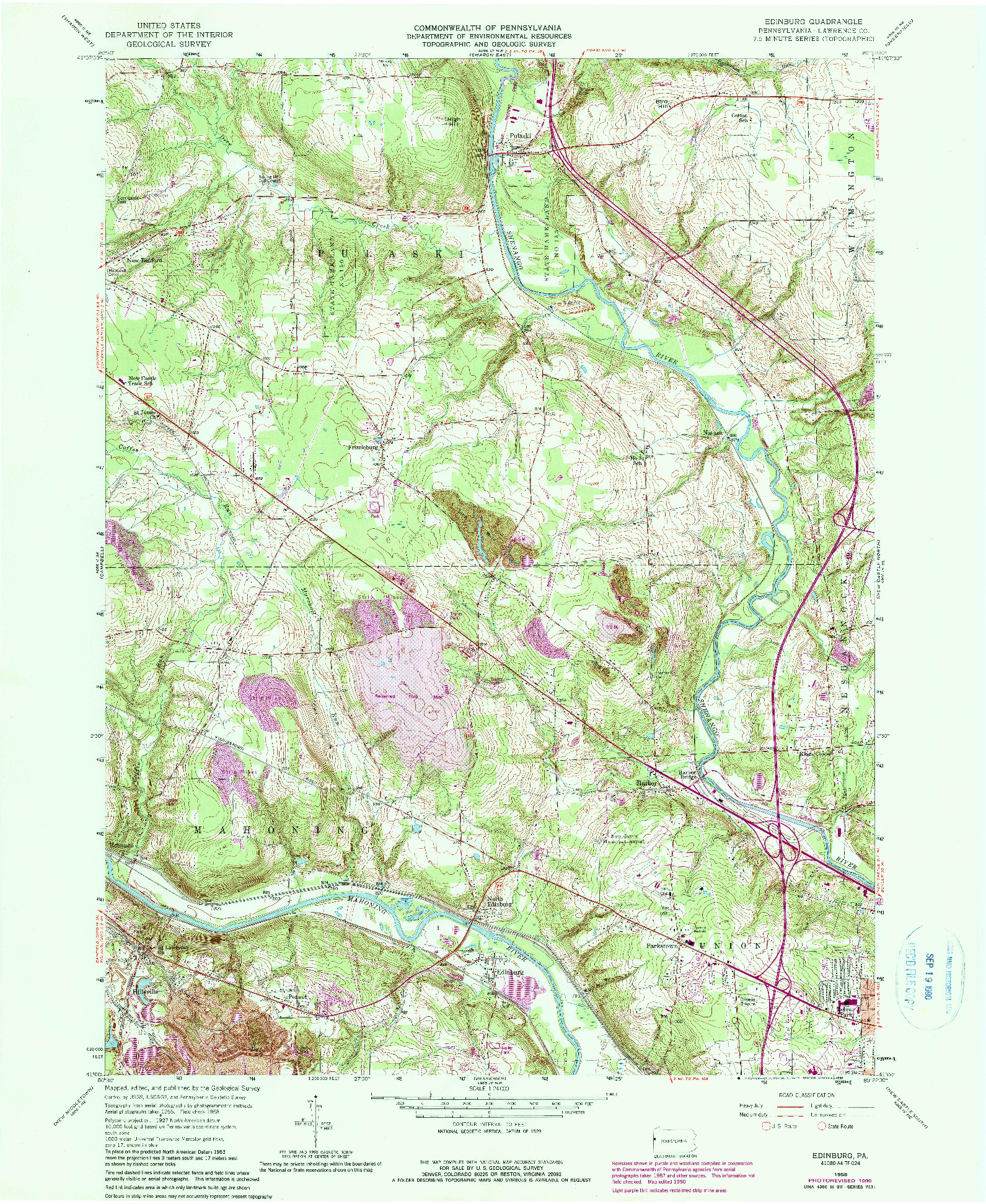USGS 1:24000-SCALE QUADRANGLE FOR EDINBURG, PA 1958