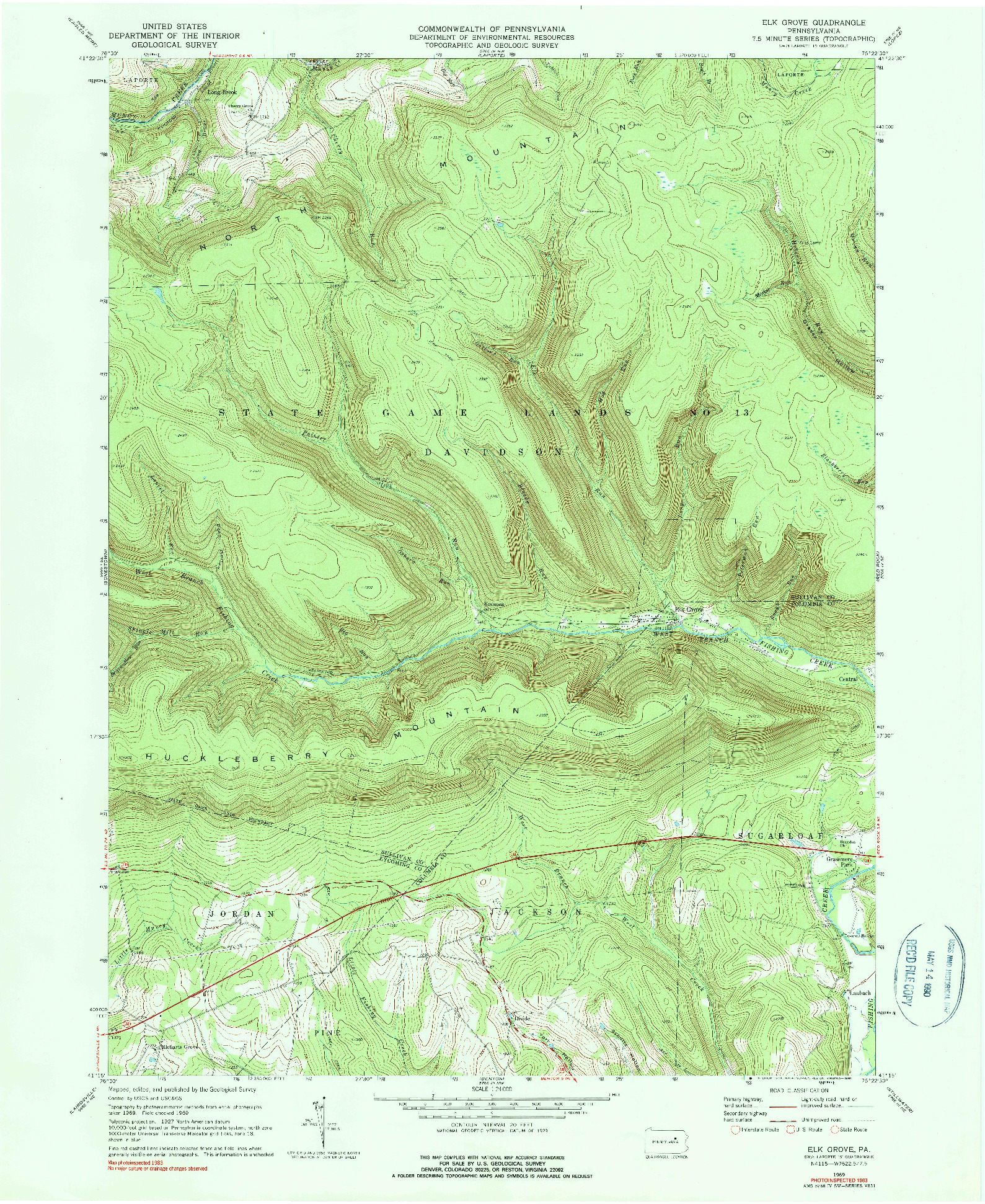 USGS 1:24000-SCALE QUADRANGLE FOR ELK GROVE, PA 1969