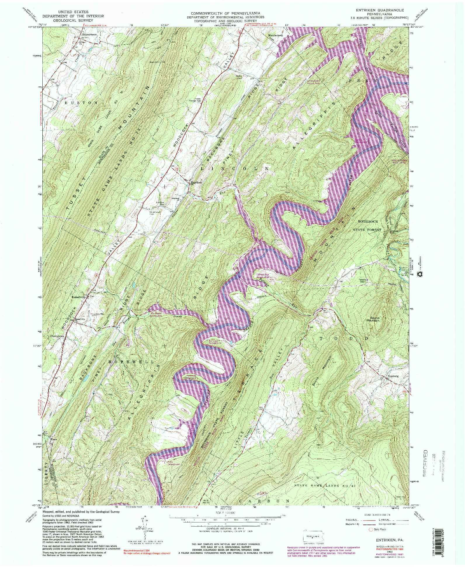 USGS 1:24000-SCALE QUADRANGLE FOR ENTRIKEN, PA 1963