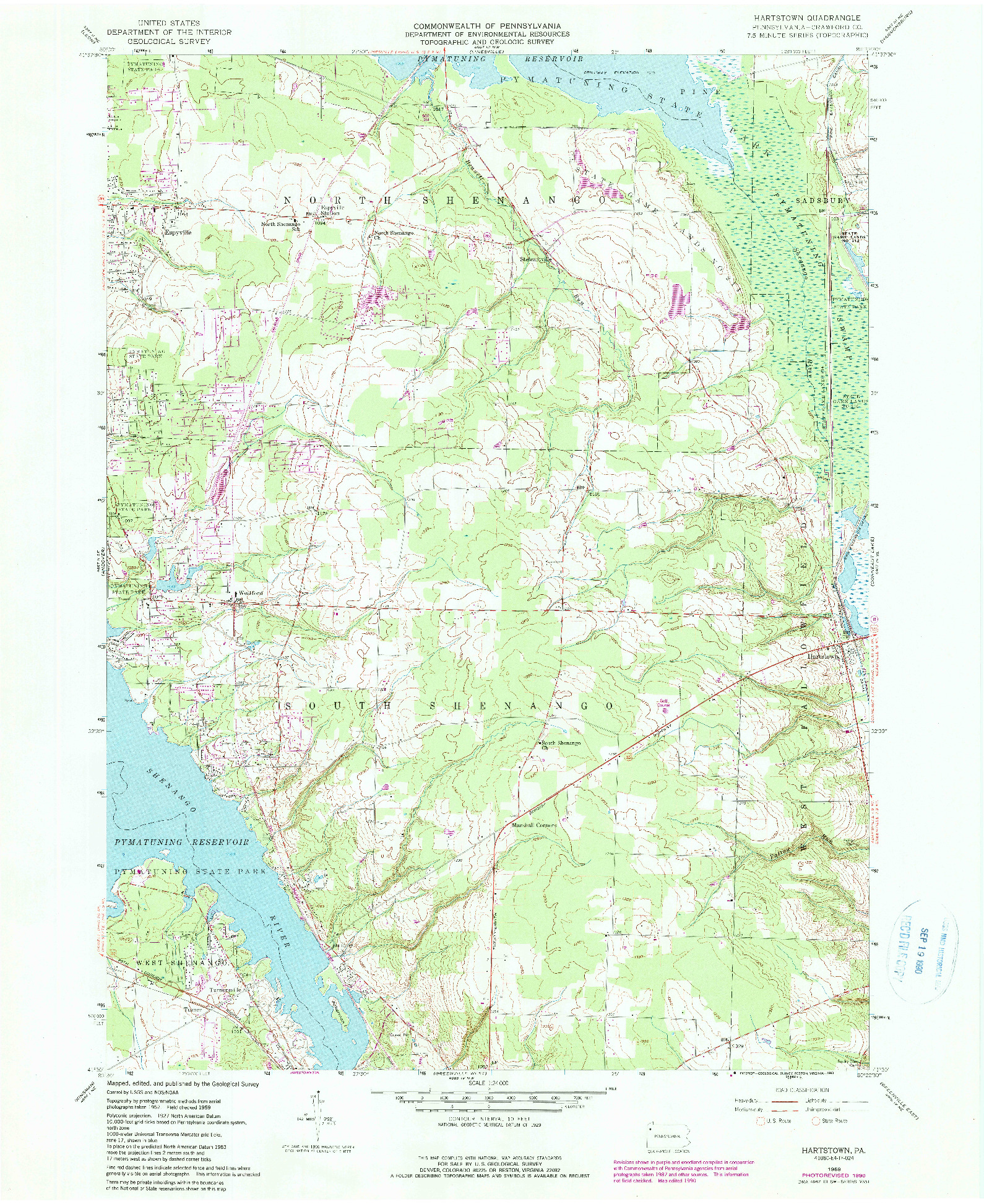 USGS 1:24000-SCALE QUADRANGLE FOR HARTSTOWN, PA 1959