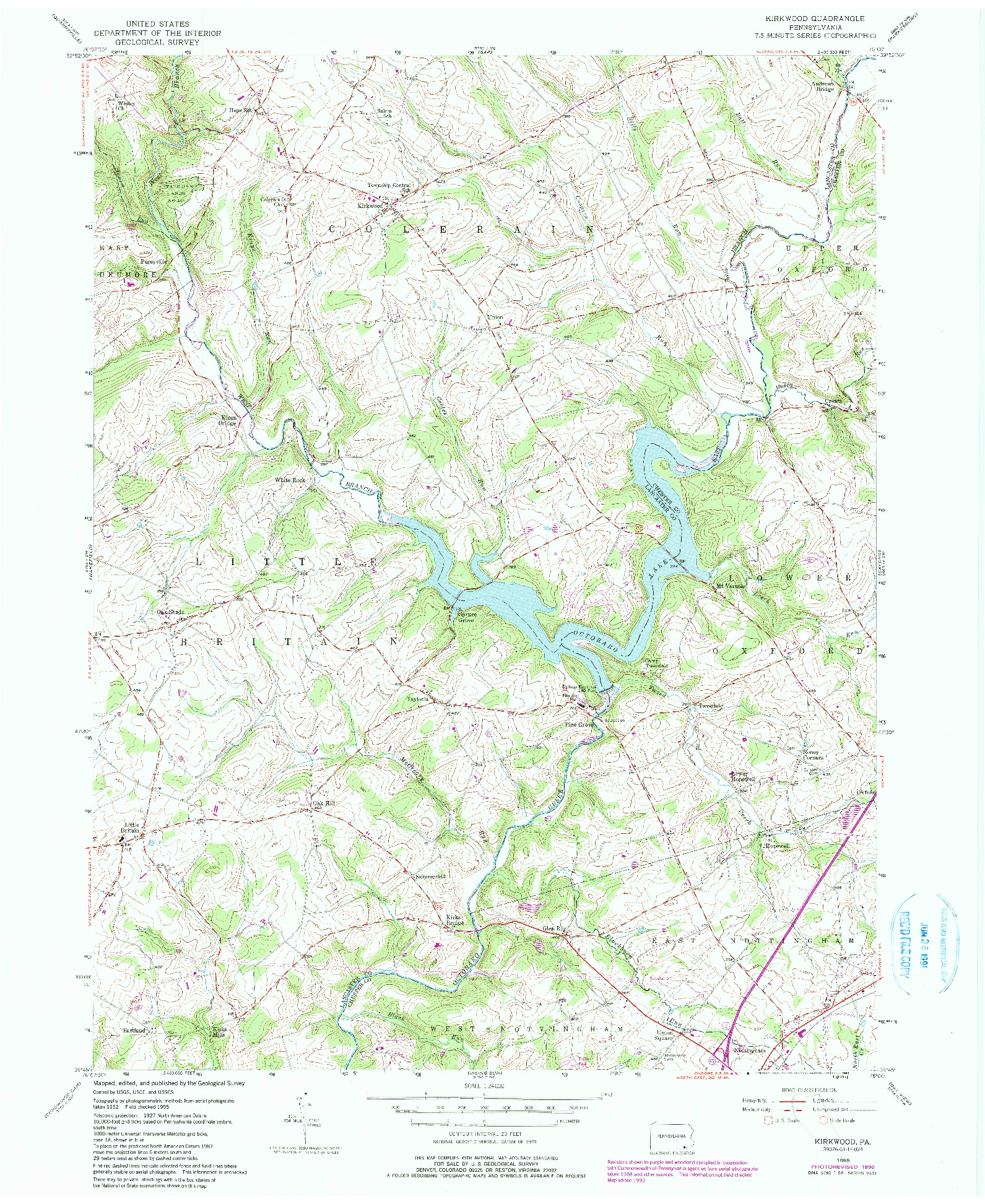 USGS 1:24000-SCALE QUADRANGLE FOR KIRKWOOD, PA 1955