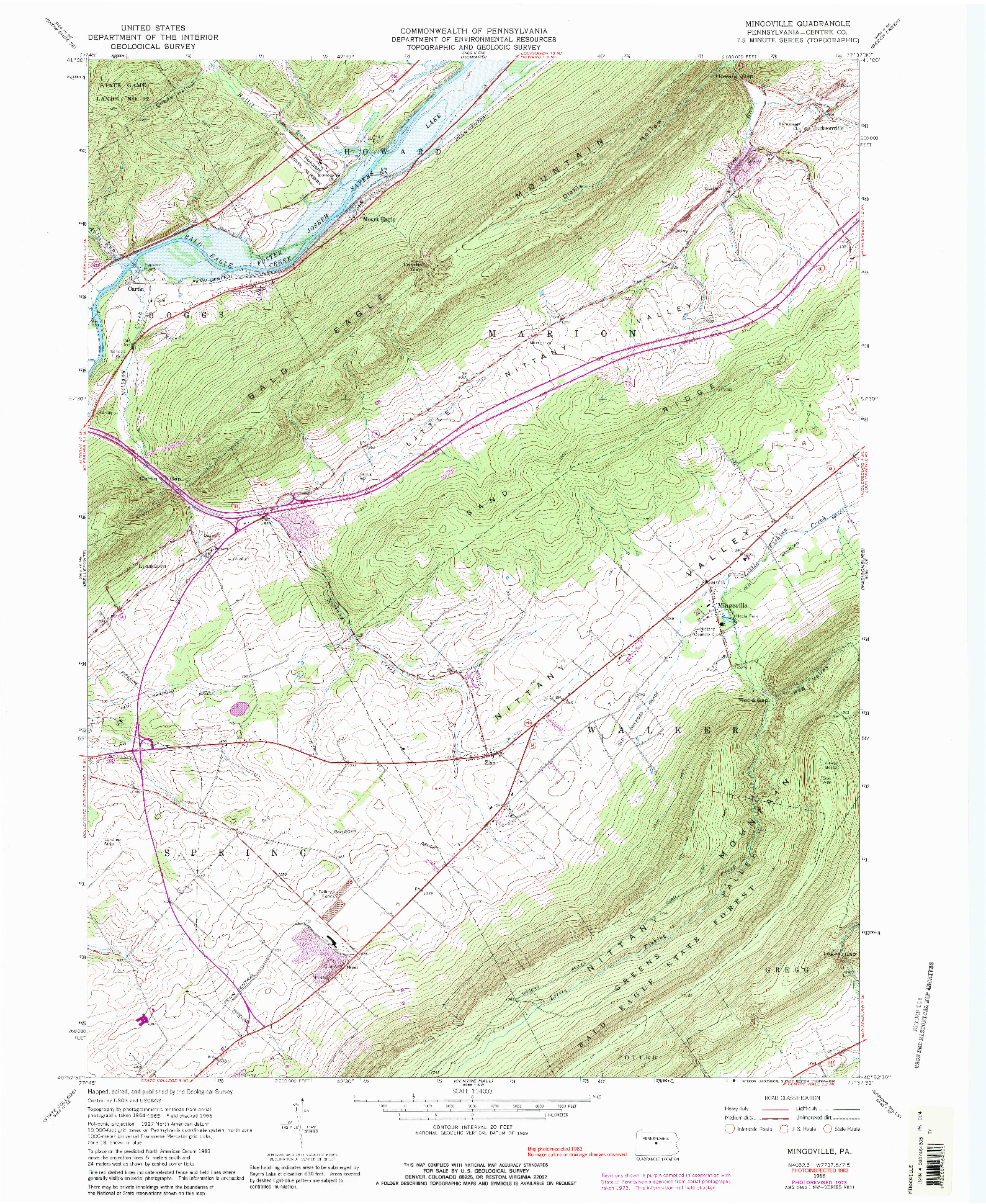 USGS 1:24000-SCALE QUADRANGLE FOR MINGOVILLE, PA 1966