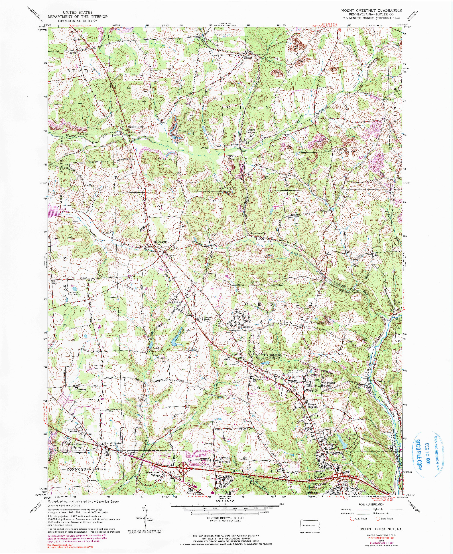 USGS 1:24000-SCALE QUADRANGLE FOR MOUNT CHESTNUT, PA 1964