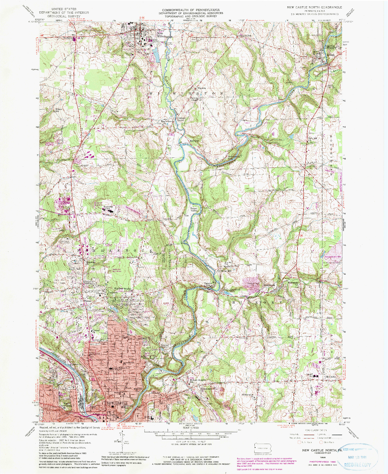 USGS 1:24000-SCALE QUADRANGLE FOR NEW CASTLE NORTH, PA 1958