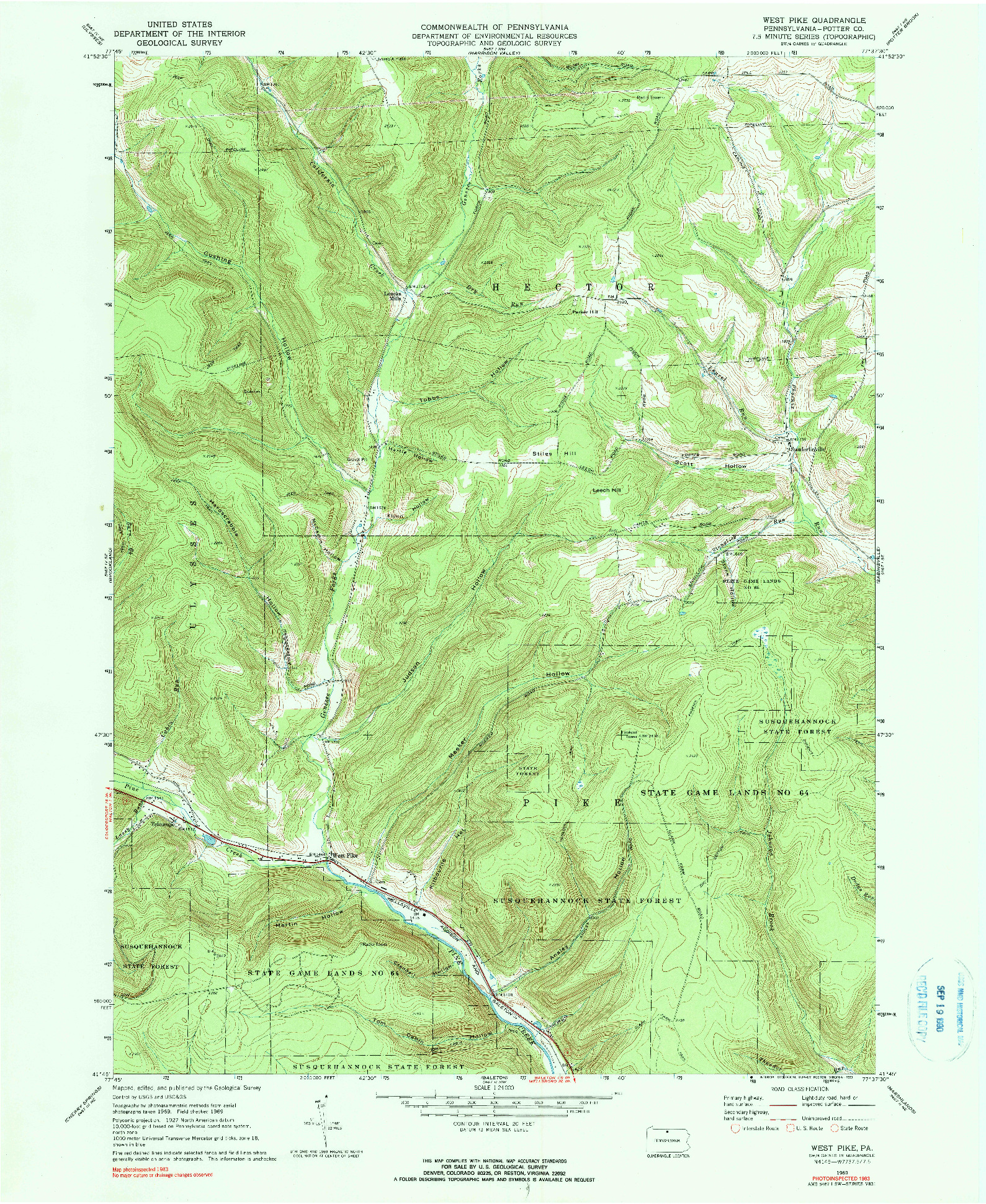 USGS 1:24000-SCALE QUADRANGLE FOR WEST PIKE, PA 1969