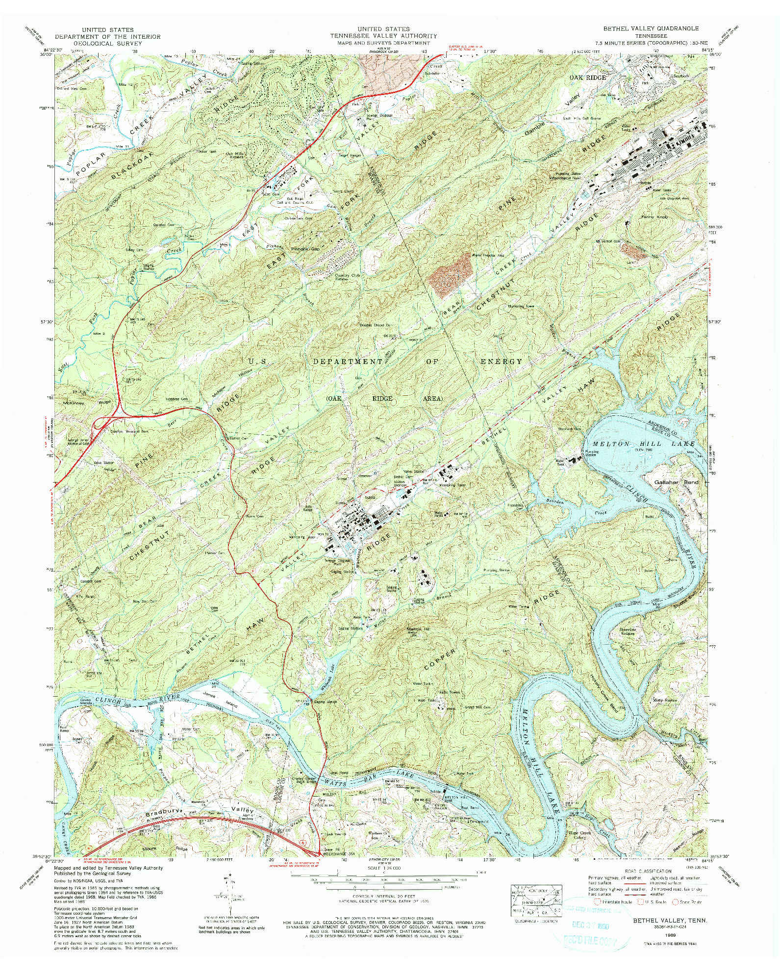 USGS 1:24000-SCALE QUADRANGLE FOR BETHEL VALLEY, TN 1989