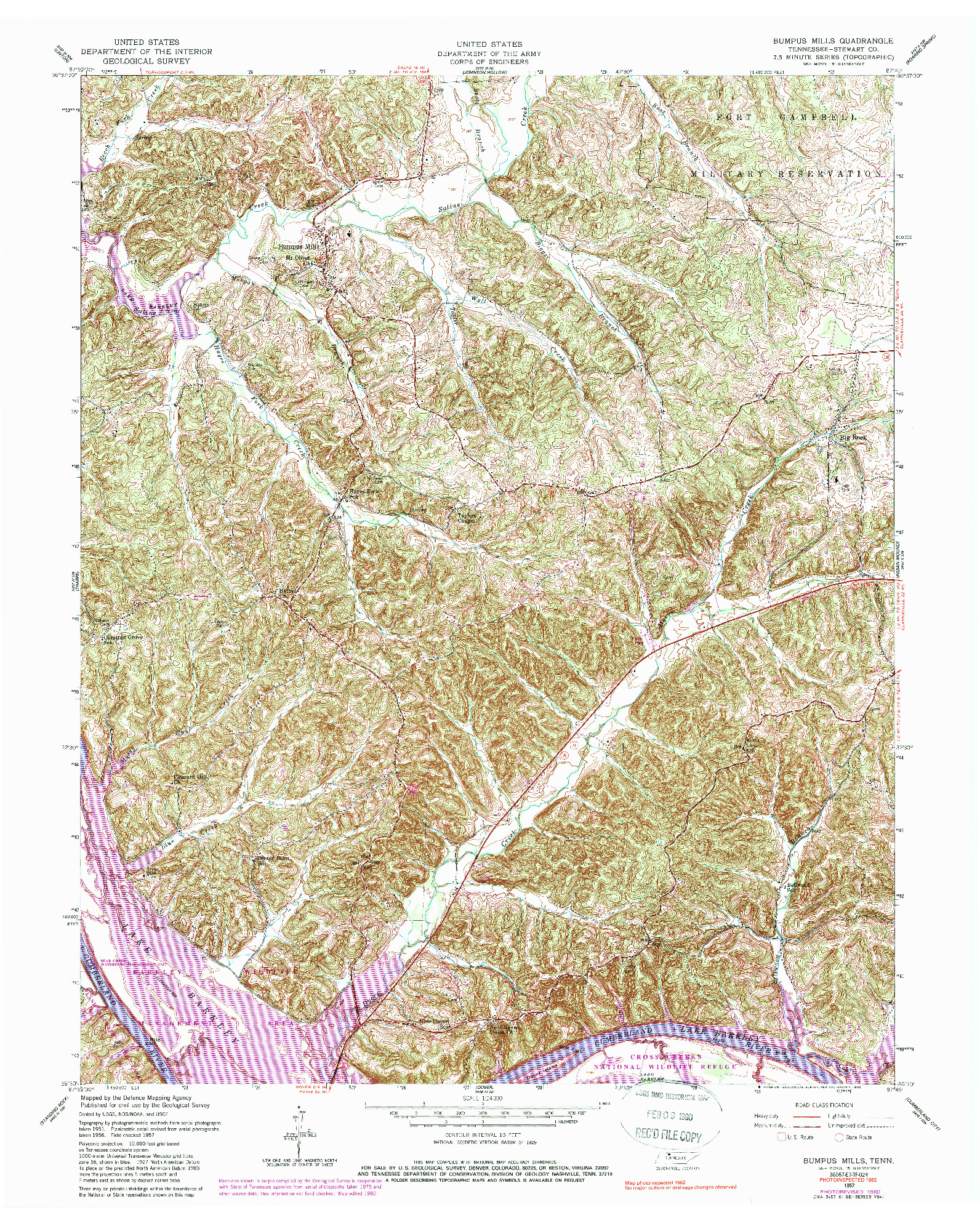 USGS 1:24000-SCALE QUADRANGLE FOR BUMPUS MILLS, TN 1957