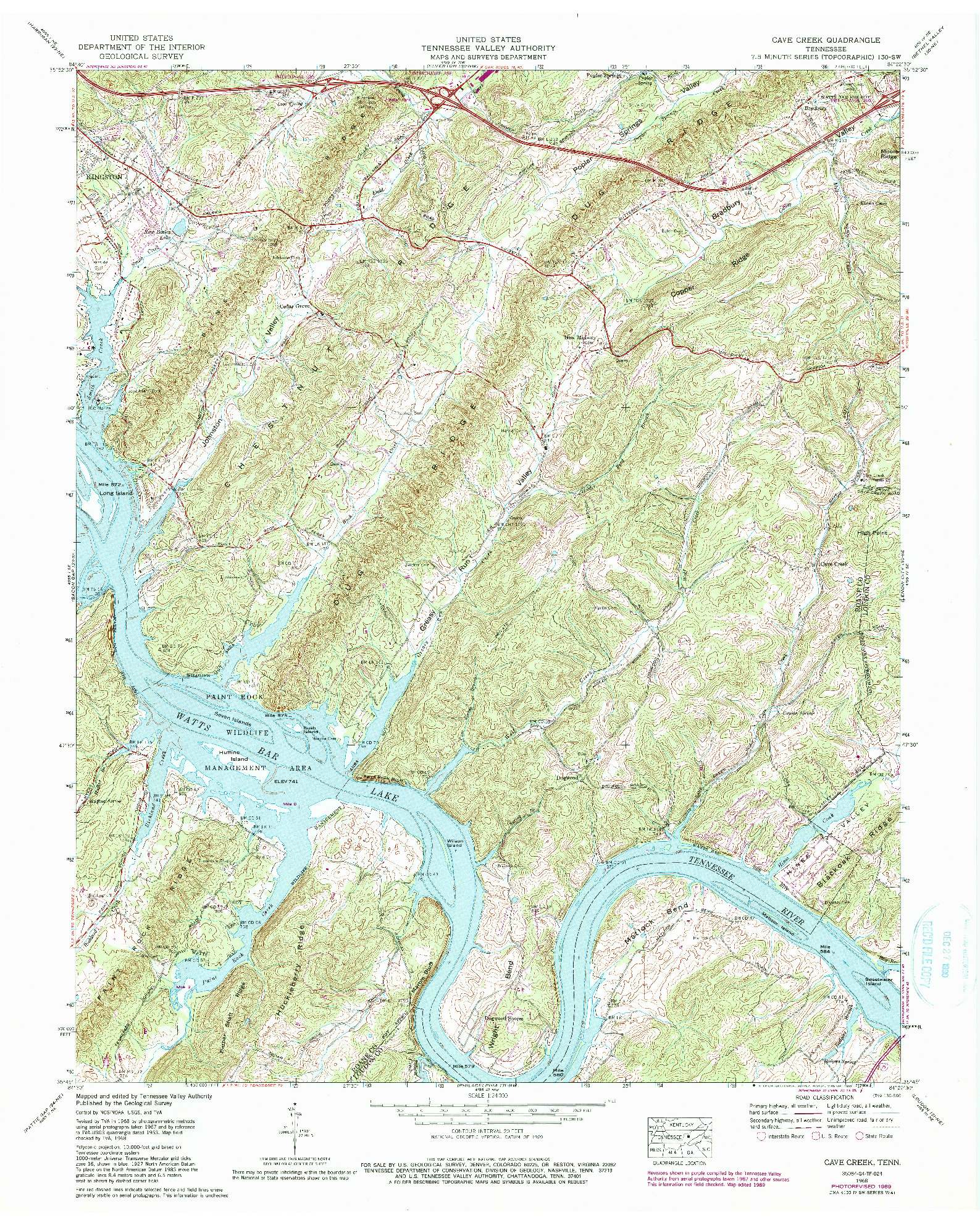 USGS 1:24000-SCALE QUADRANGLE FOR CAVE CREEK, TN 1968