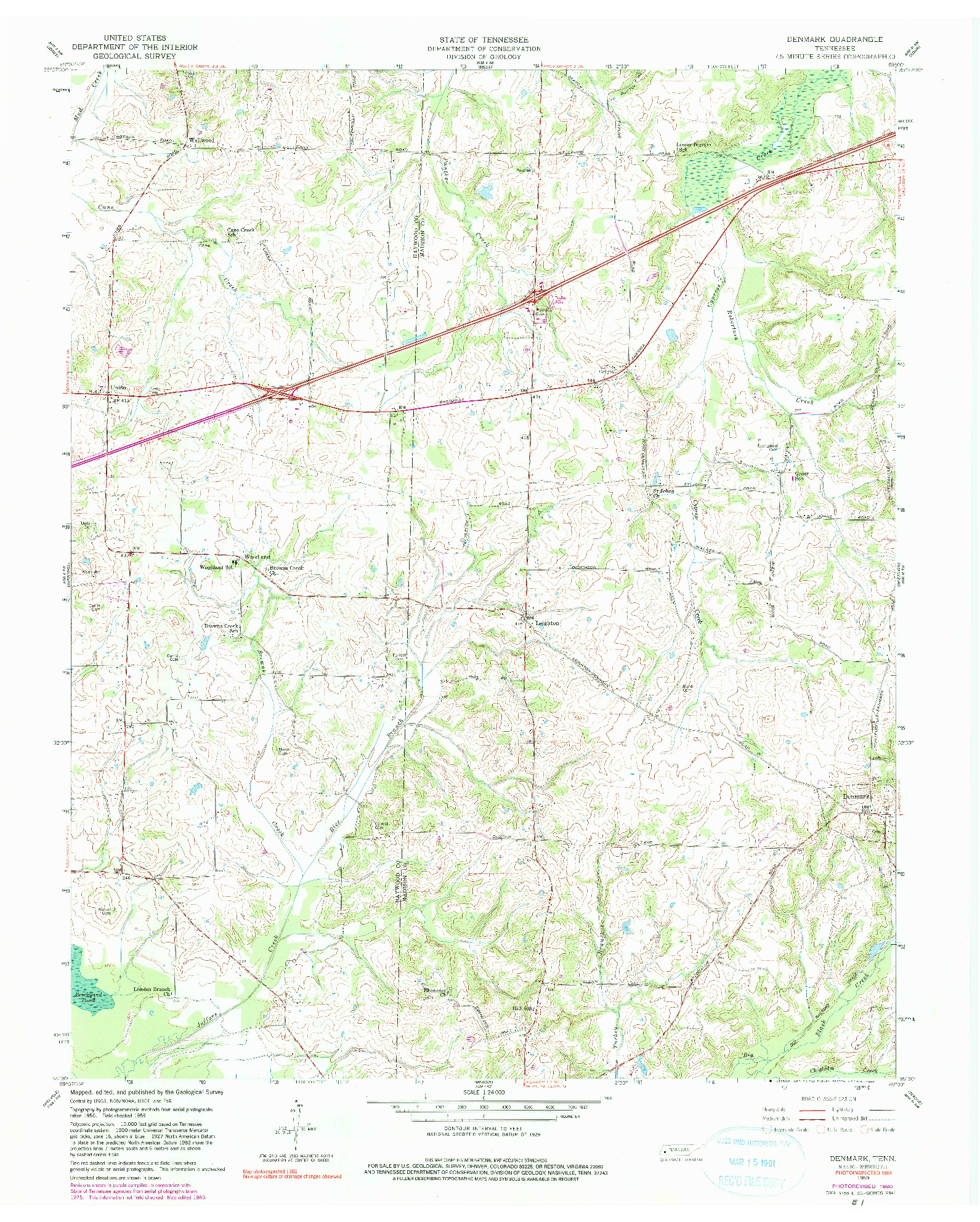 USGS 1:24000-SCALE QUADRANGLE FOR DENMARK, TN 1959