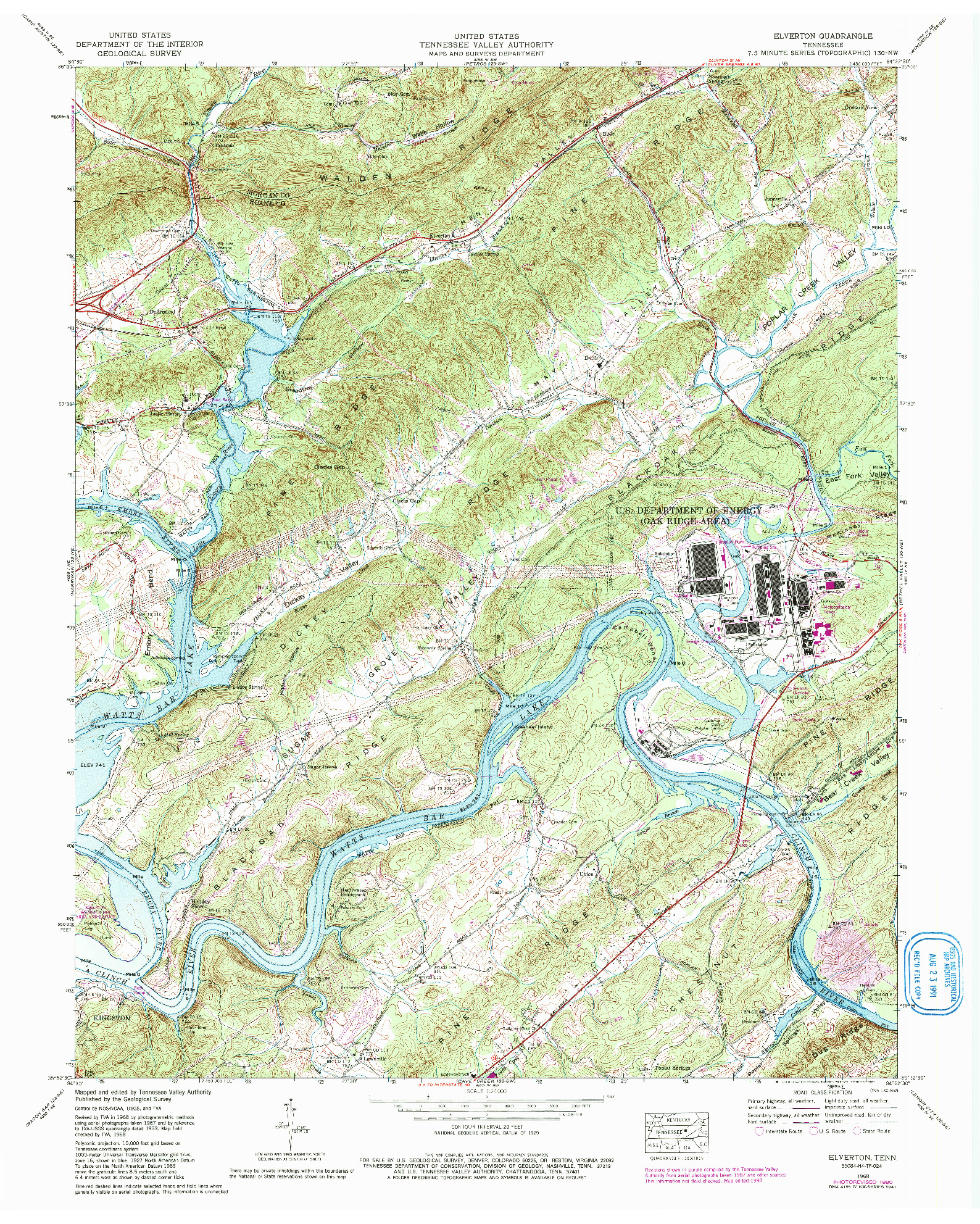 USGS 1:24000-SCALE QUADRANGLE FOR ELVERTON, TN 1968