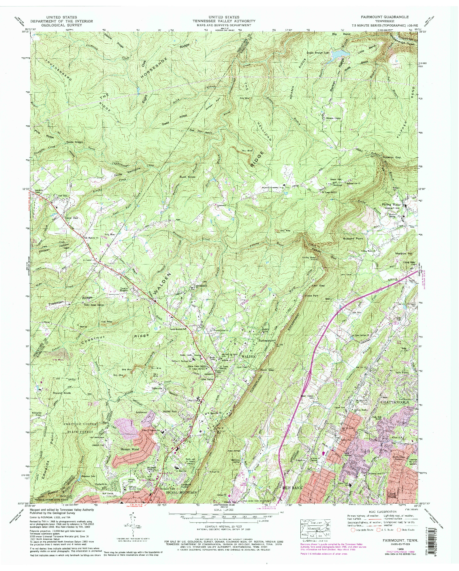 USGS 1:24000-SCALE QUADRANGLE FOR FAIRMOUNT, TN 1969