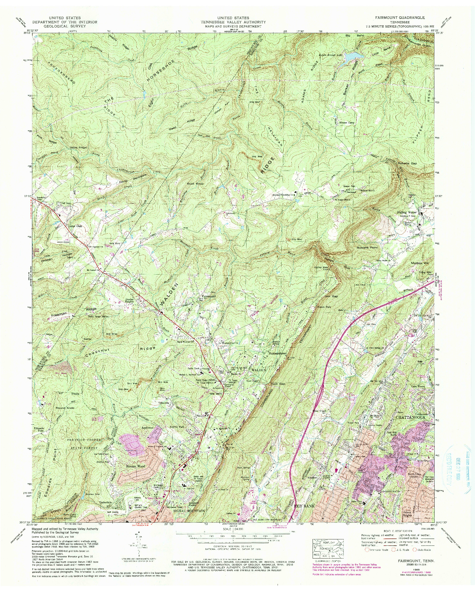 USGS 1:24000-SCALE QUADRANGLE FOR FAIRMOUNT, TN 1969