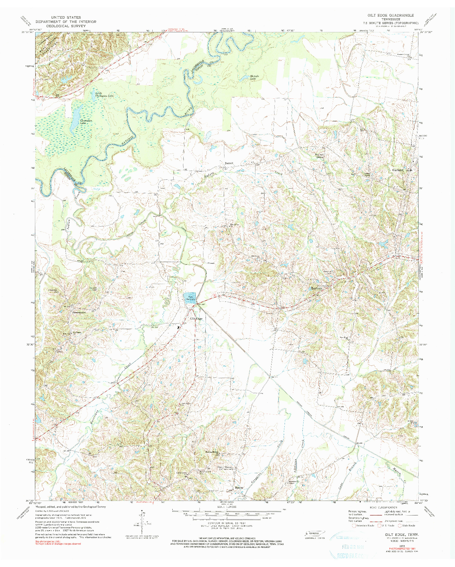 USGS 1:24000-SCALE QUADRANGLE FOR GILT EDGE, TN 1972