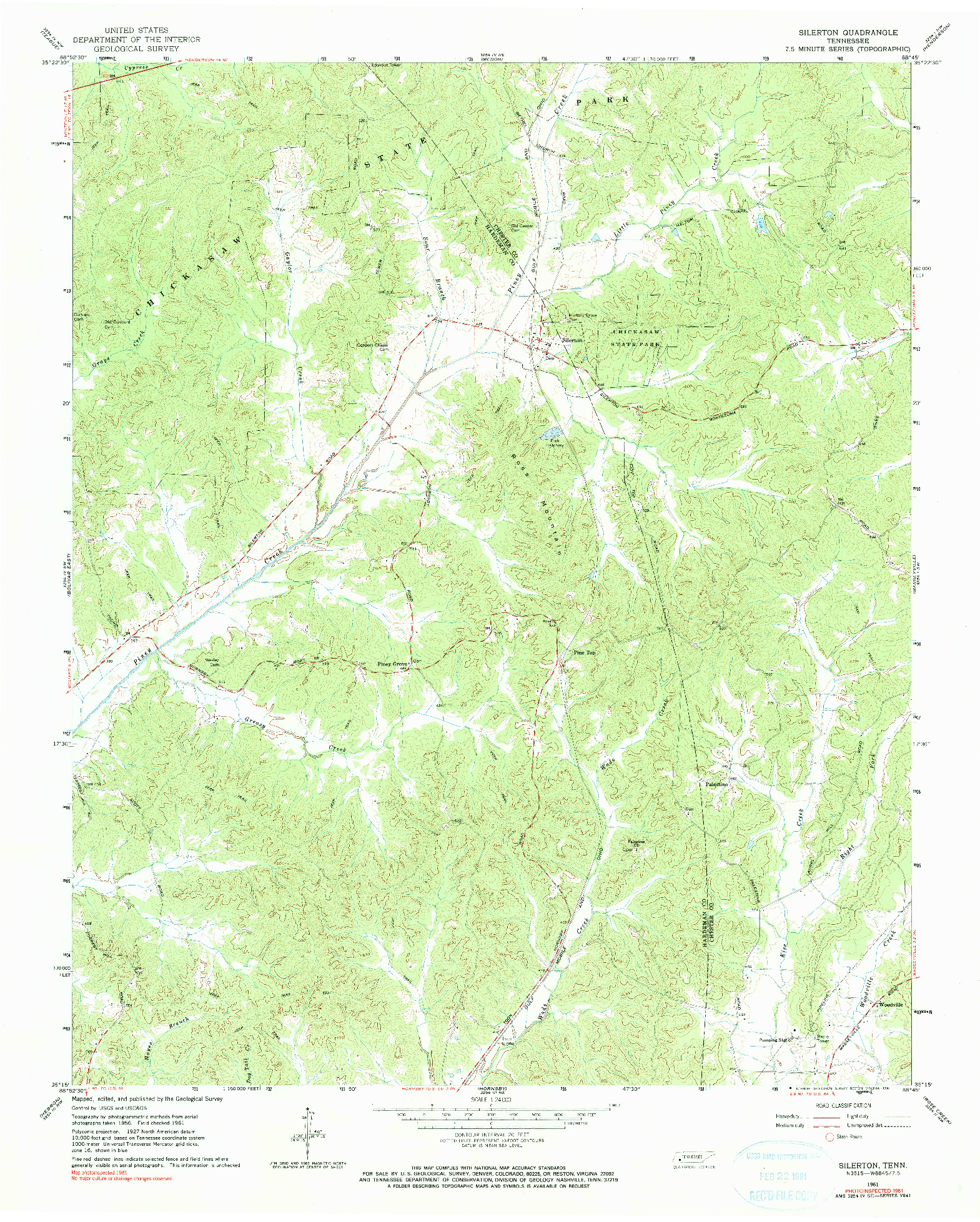 USGS 1:24000-SCALE QUADRANGLE FOR SILERTON, TN 1961