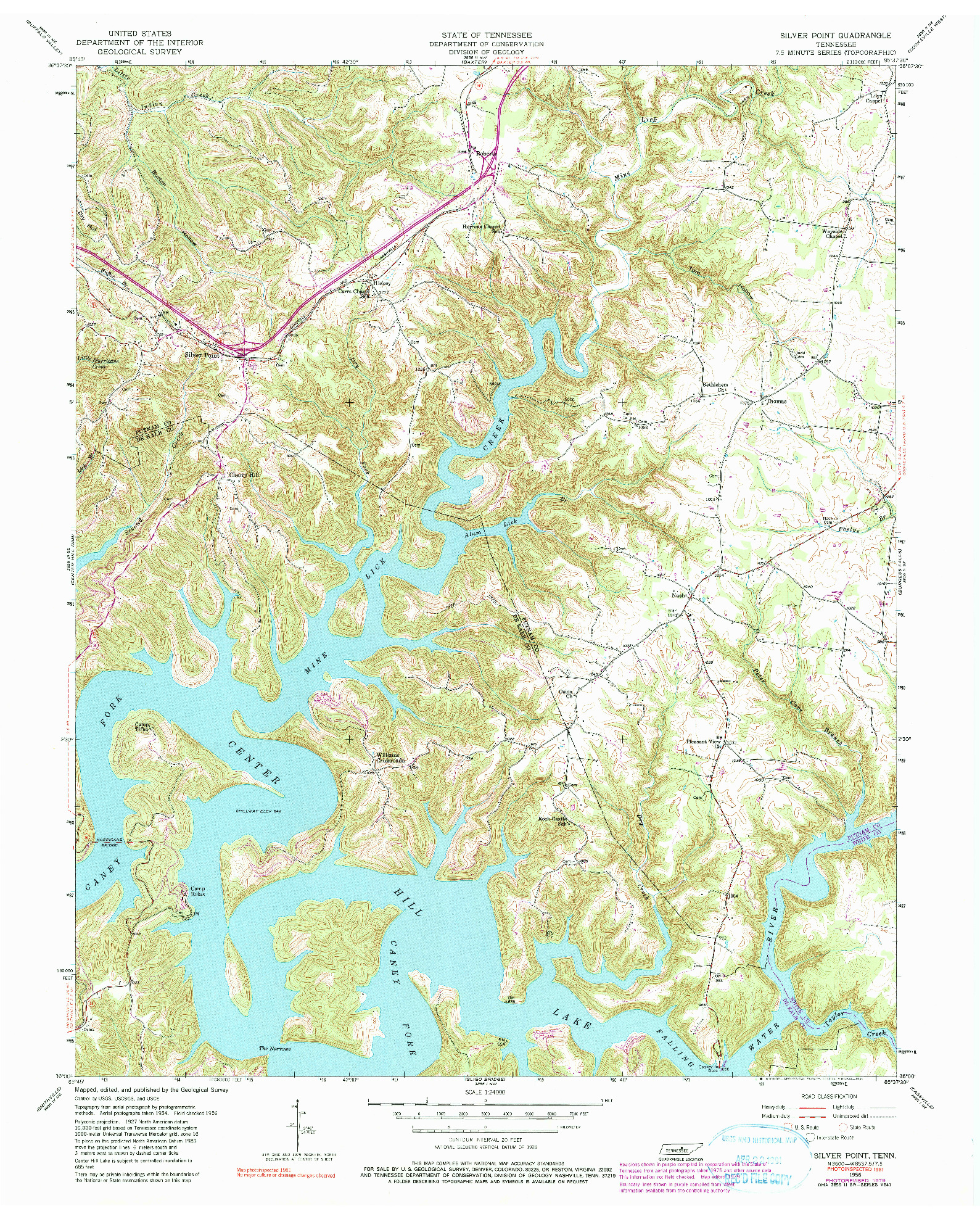 USGS 1:24000-SCALE QUADRANGLE FOR SILVER POINT, TN 1956