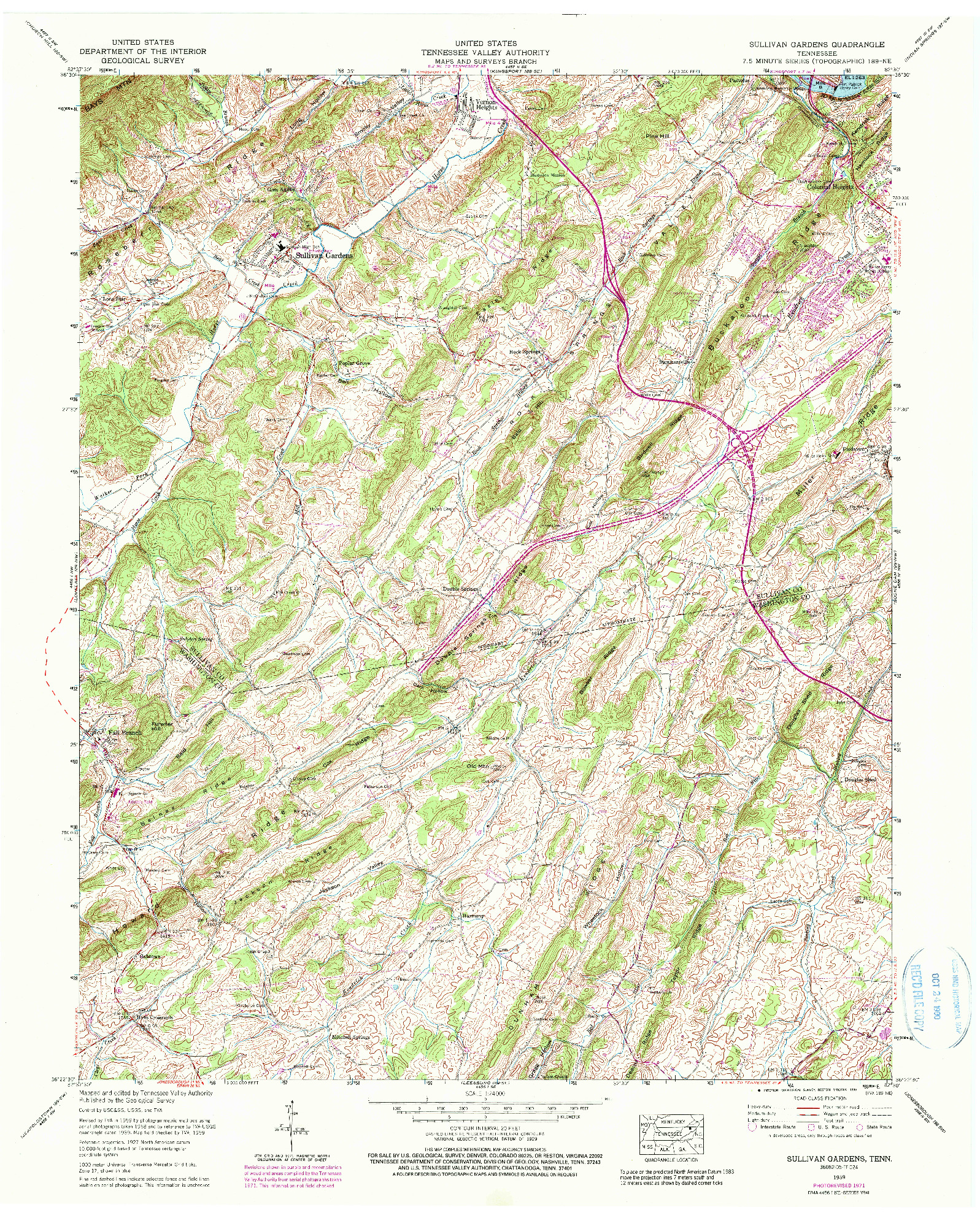 USGS 1:24000-SCALE QUADRANGLE FOR SULLIVAN GARDENS, TN 1959