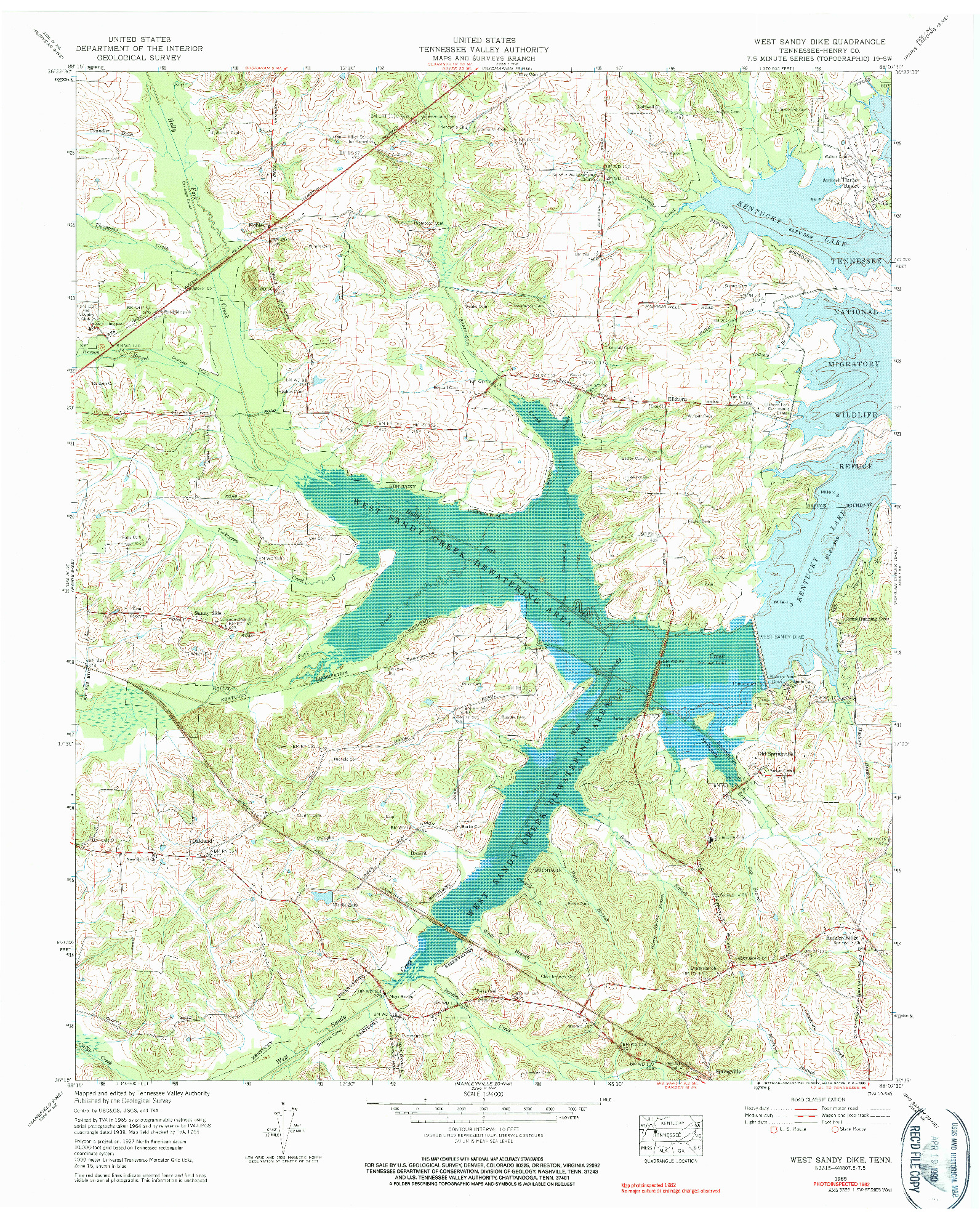 USGS 1:24000-SCALE QUADRANGLE FOR WEST SANDY DIKE, TN 1965