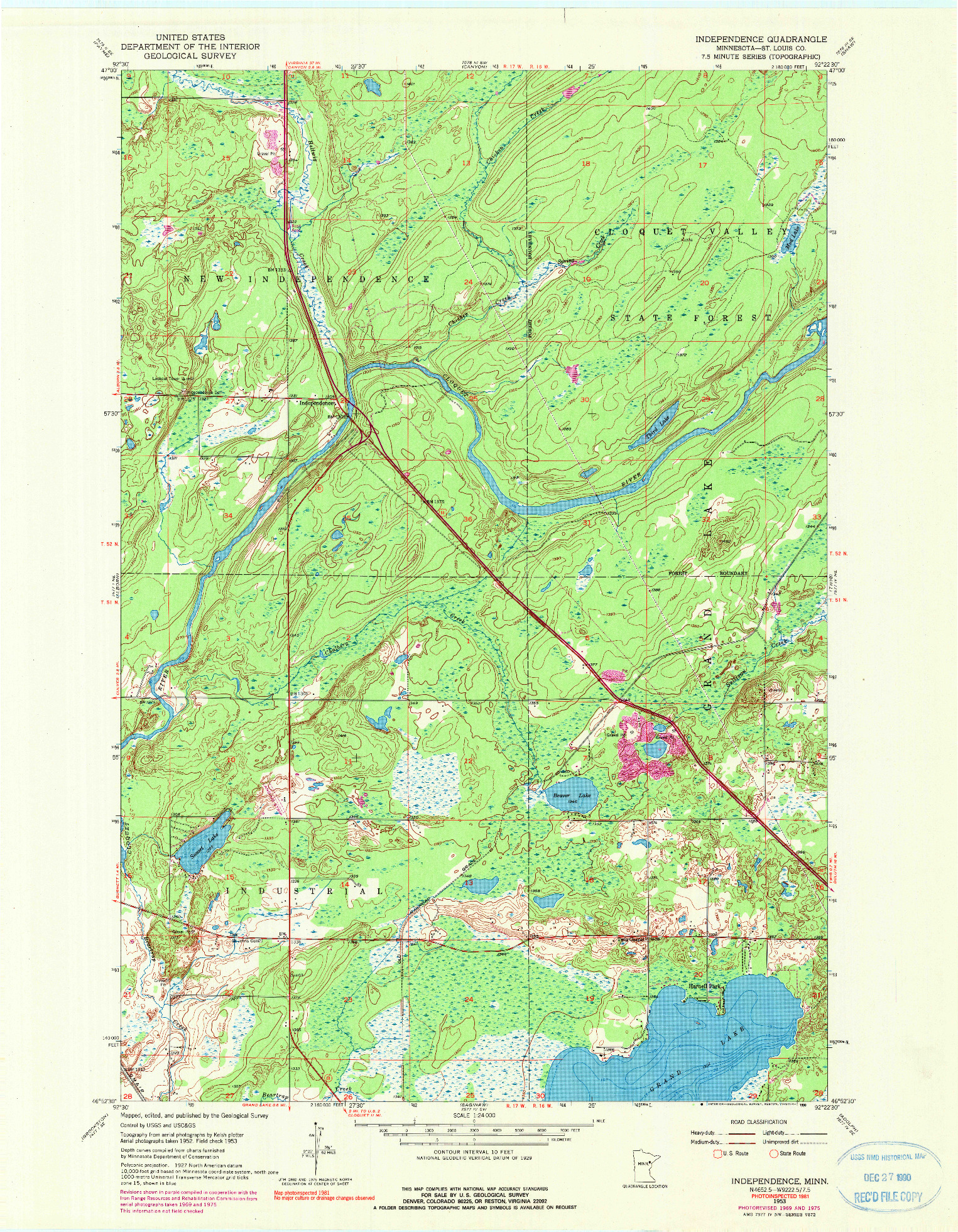 USGS 1:24000-SCALE QUADRANGLE FOR INDEPENDENCE, MN 1953