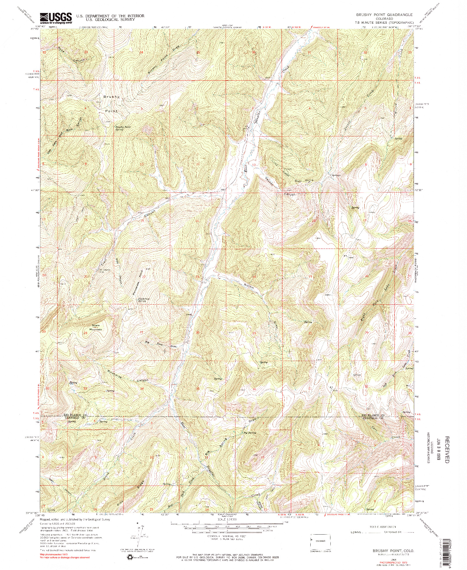 USGS 1:24000-SCALE QUADRANGLE FOR BRUSHY POINT, CO 1964