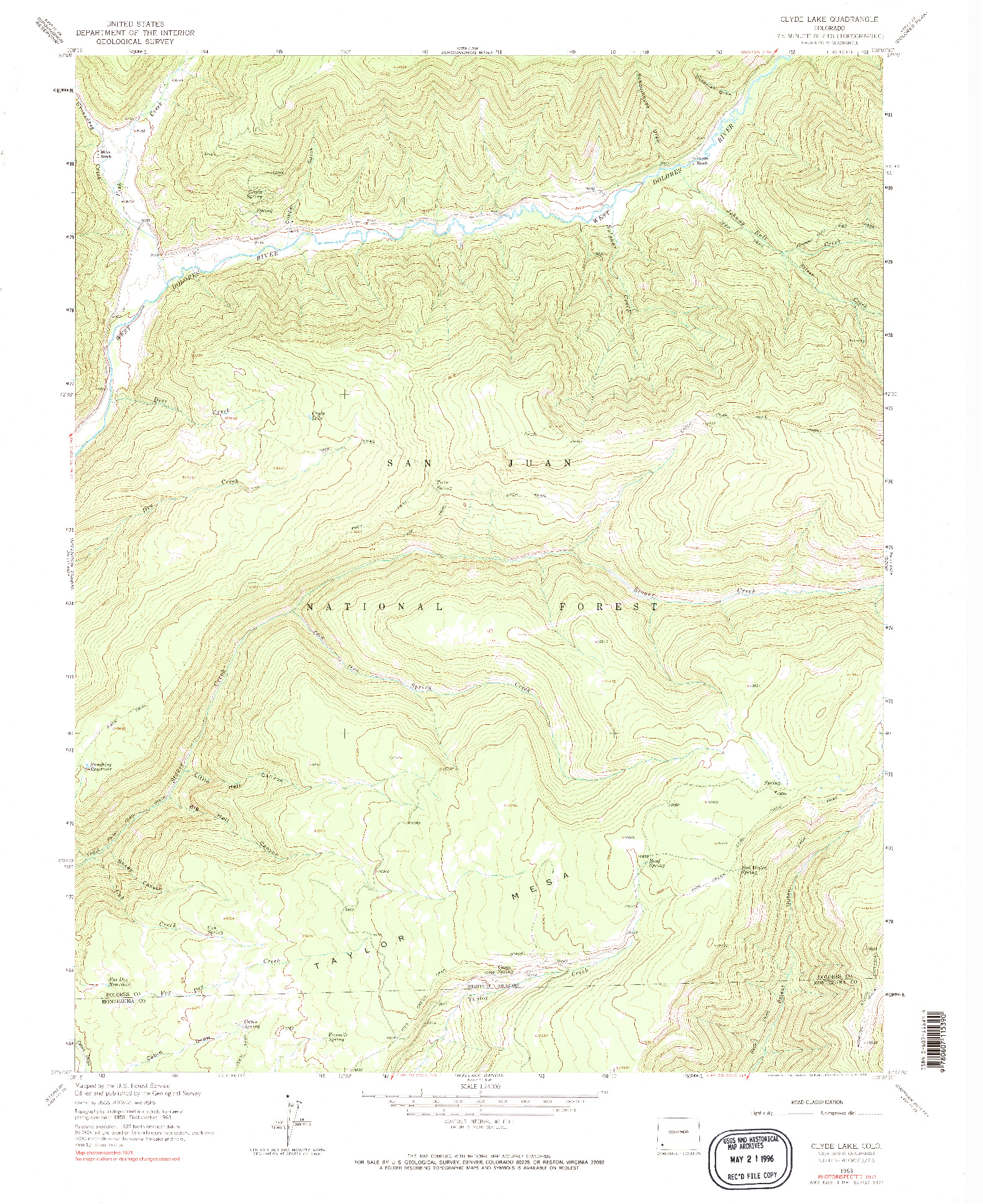 USGS 1:24000-SCALE QUADRANGLE FOR CLYDE LAKE, CO 1963