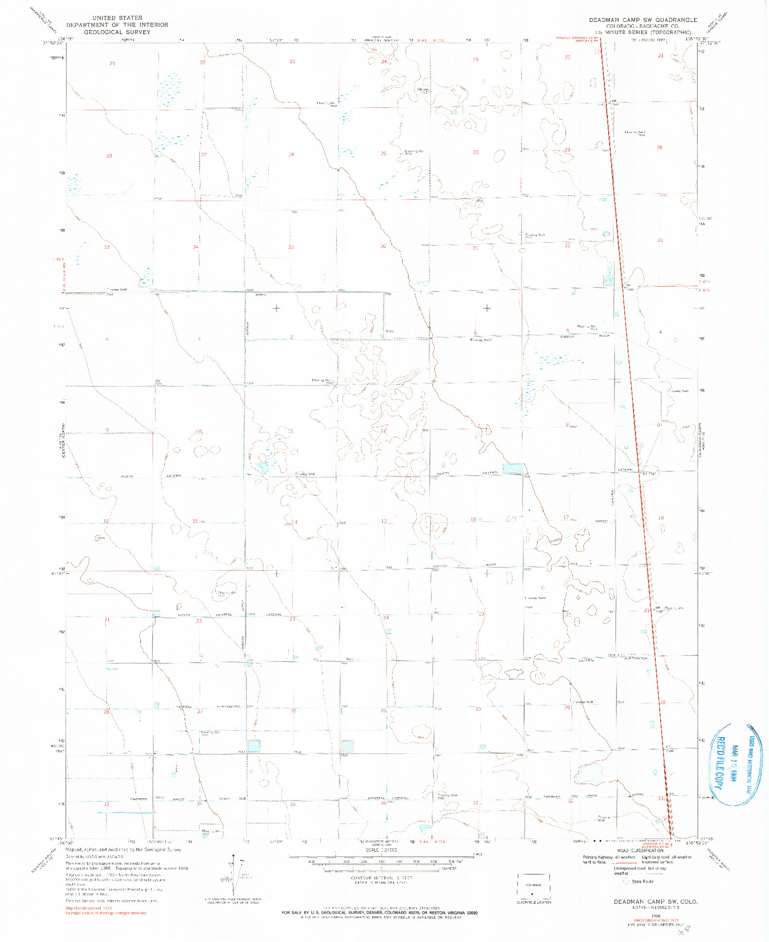 USGS 1:24000-SCALE QUADRANGLE FOR DEADMAN CAMP SW, CO 1968