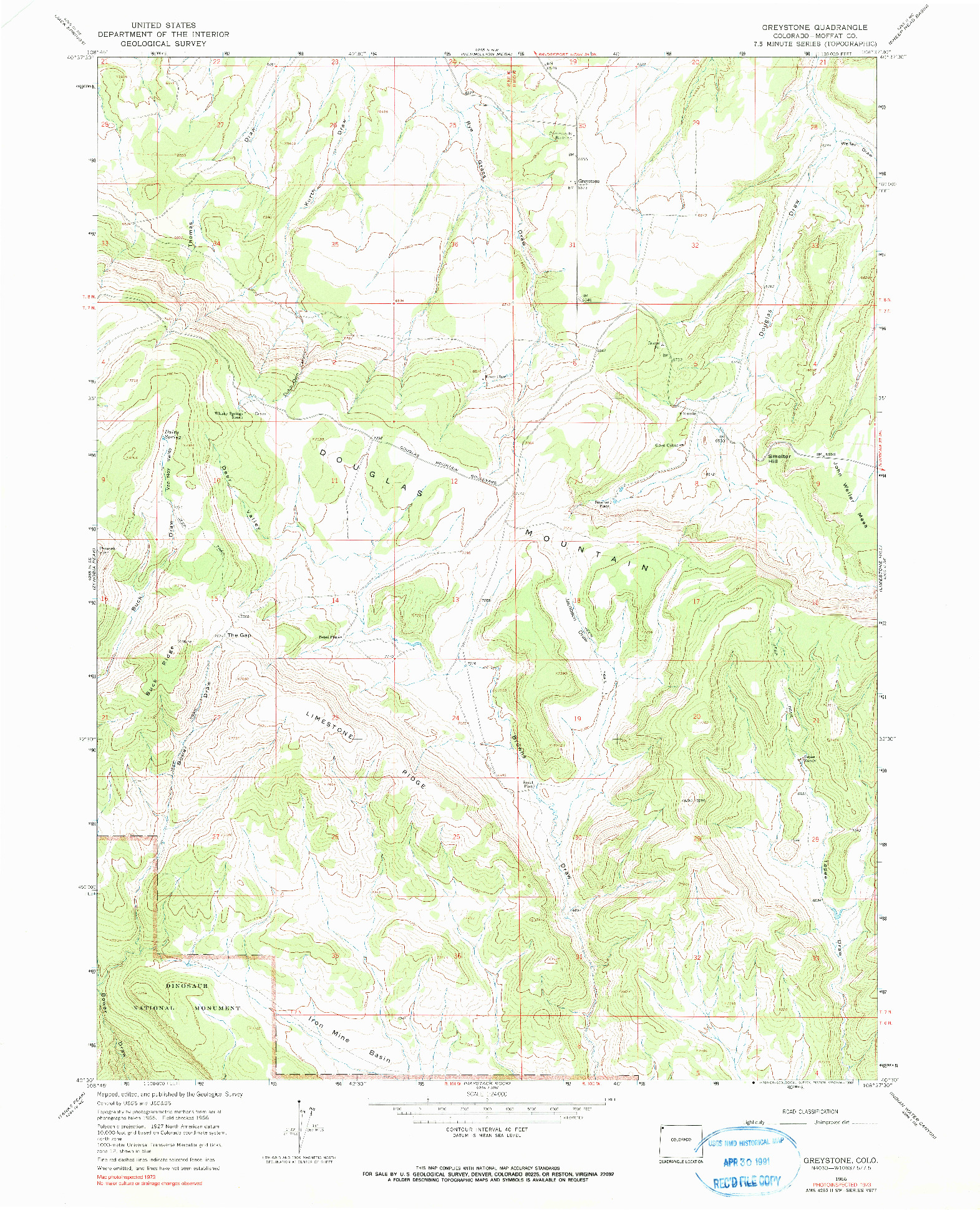 USGS 1:24000-SCALE QUADRANGLE FOR GREYSTONE, CO 1966