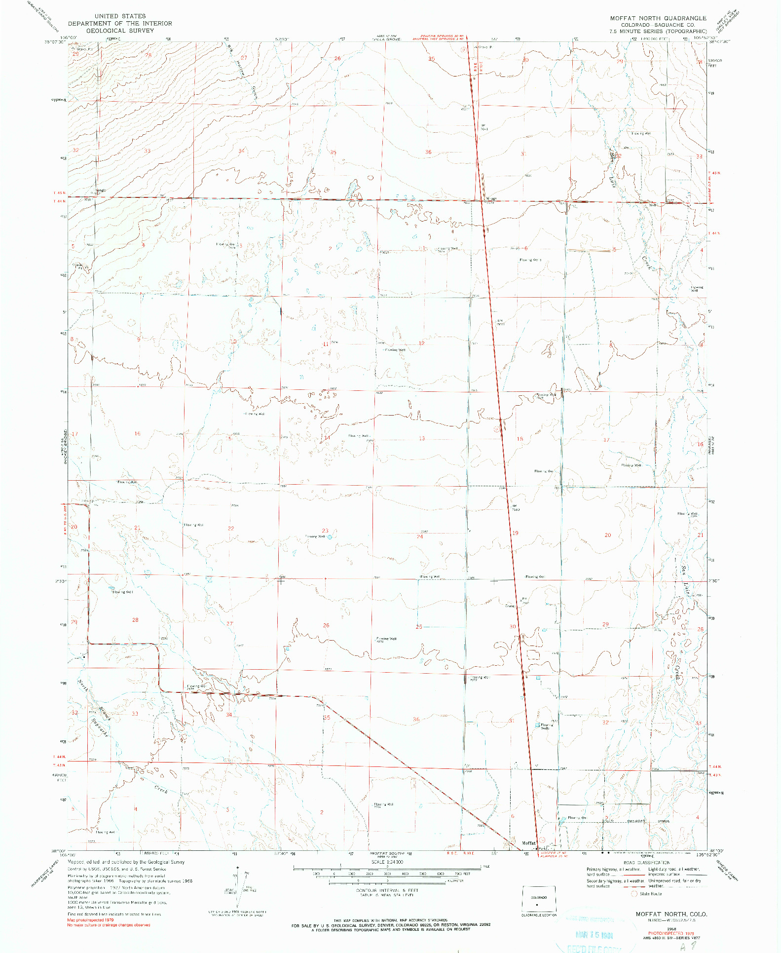 USGS 1:24000-SCALE QUADRANGLE FOR MOFFAT NORTH, CO 1968