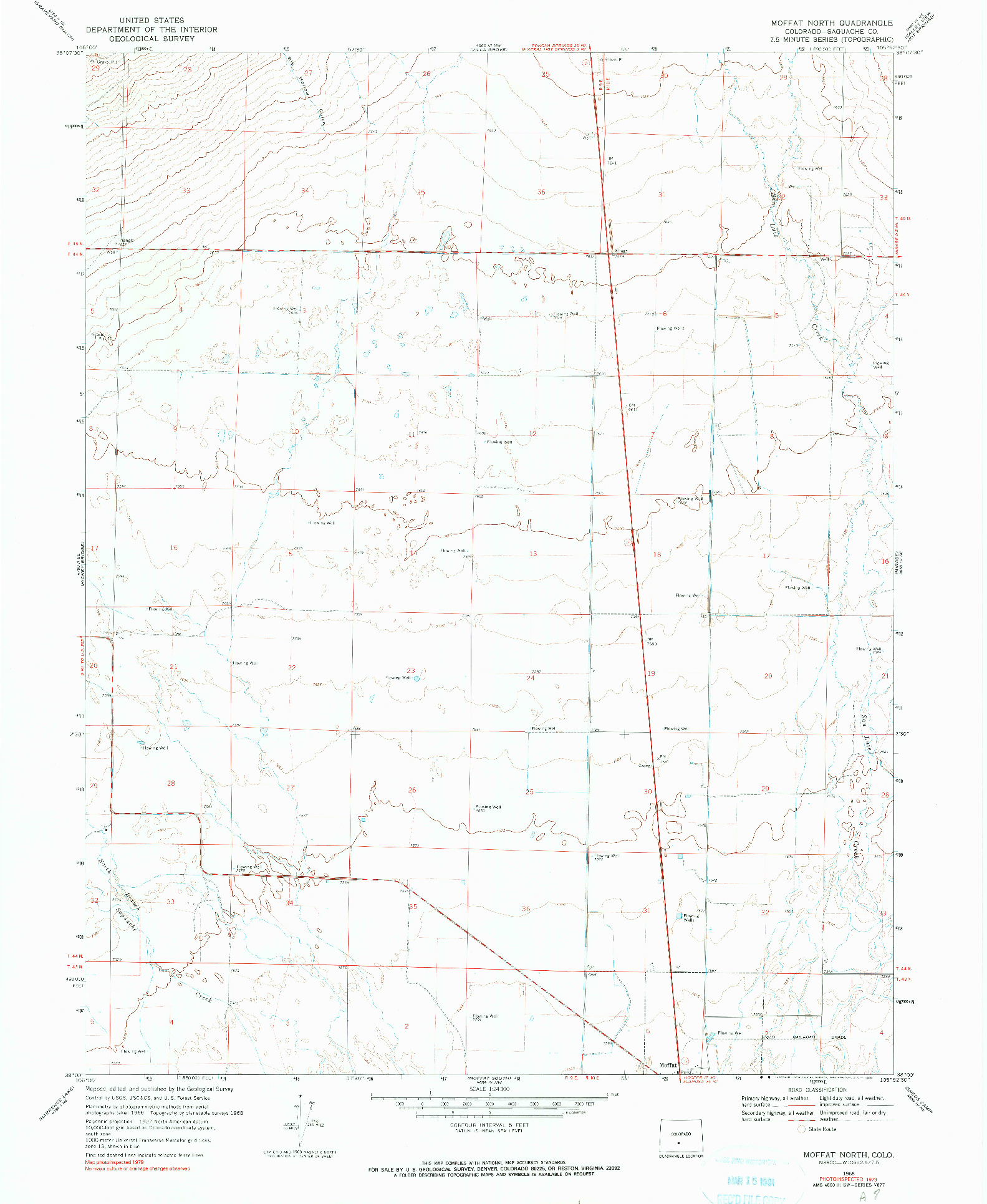 USGS 1:24000-SCALE QUADRANGLE FOR MOFFAT NORTH, CO 1968