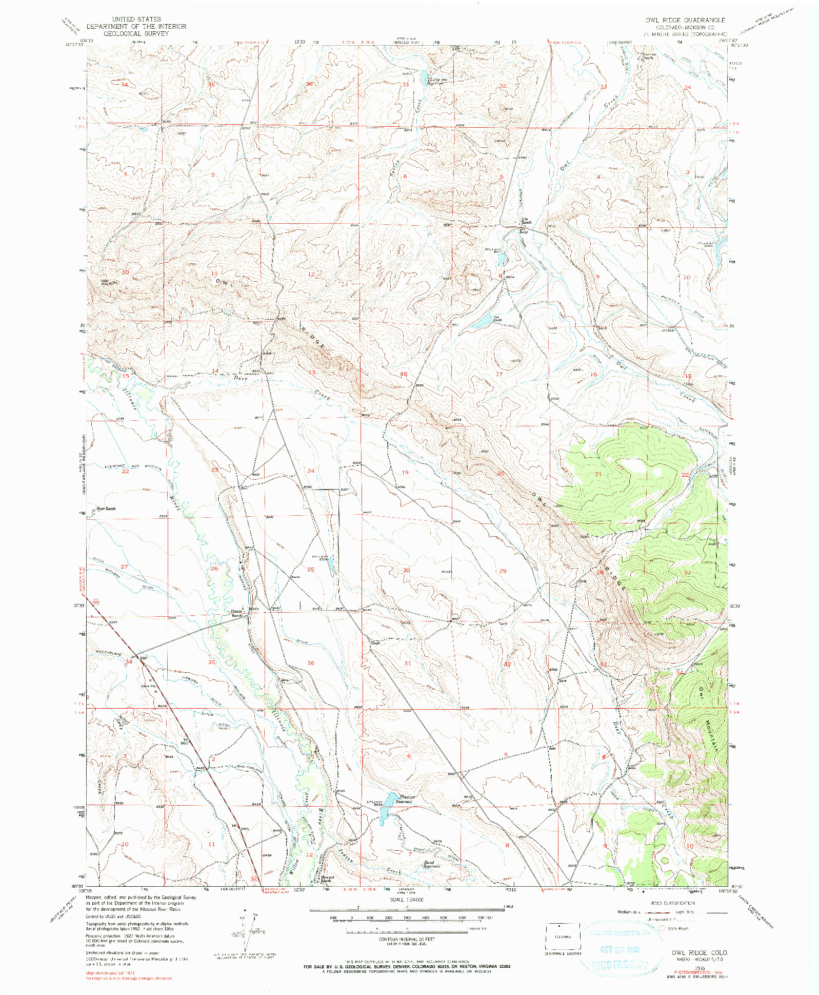 USGS 1:24000-SCALE QUADRANGLE FOR OWL RIDGE, CO 1955