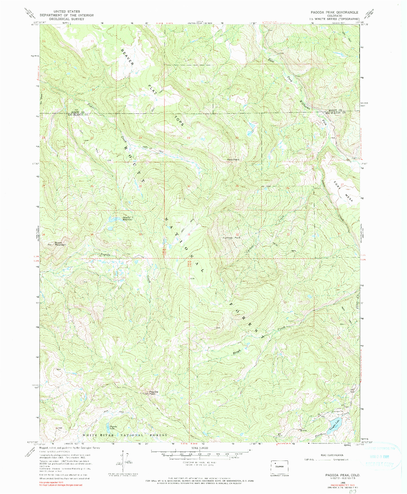 USGS 1:24000-SCALE QUADRANGLE FOR PAGODA PEAK, CO 1966