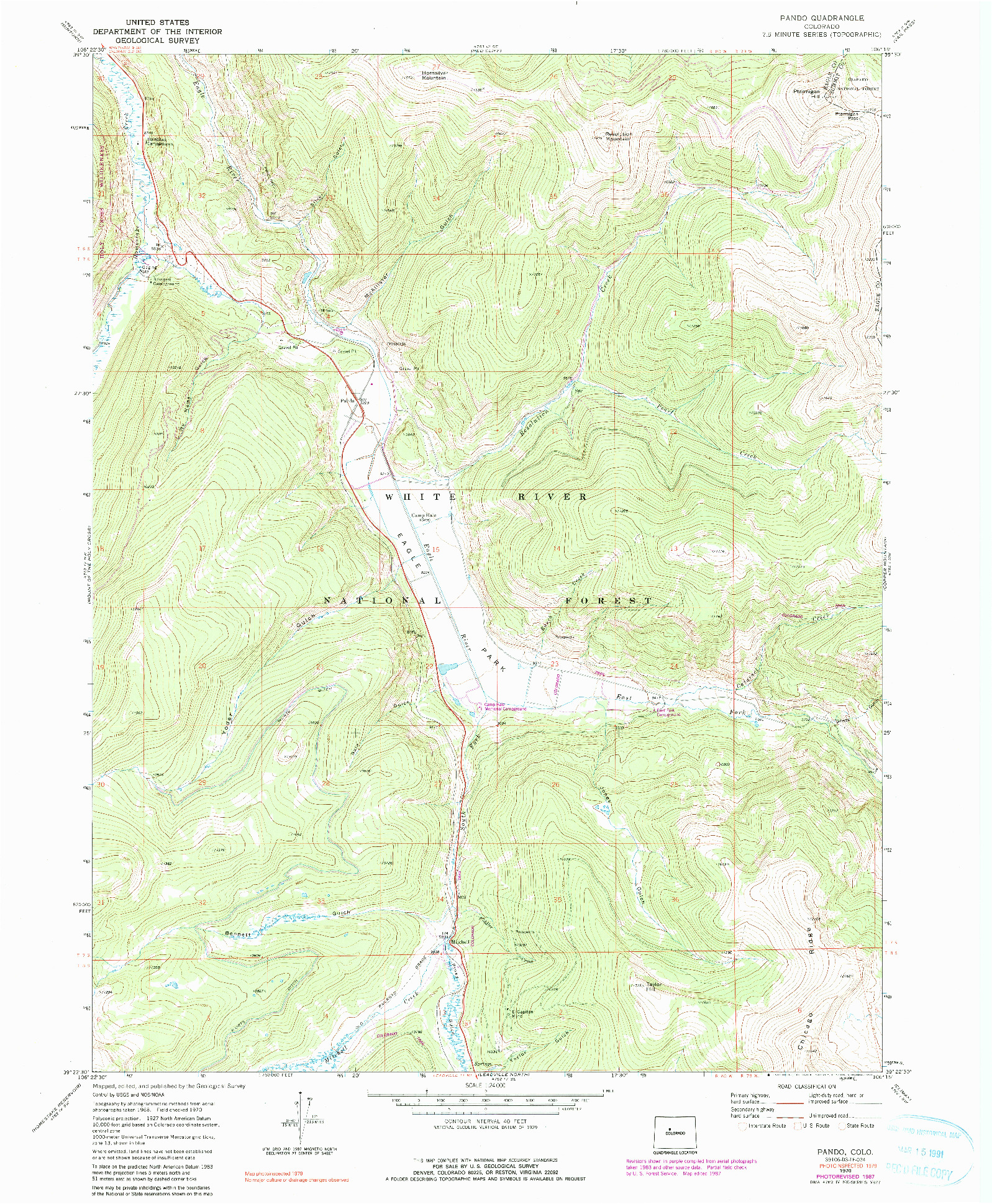 USGS 1:24000-SCALE QUADRANGLE FOR PANDO, CO 1970