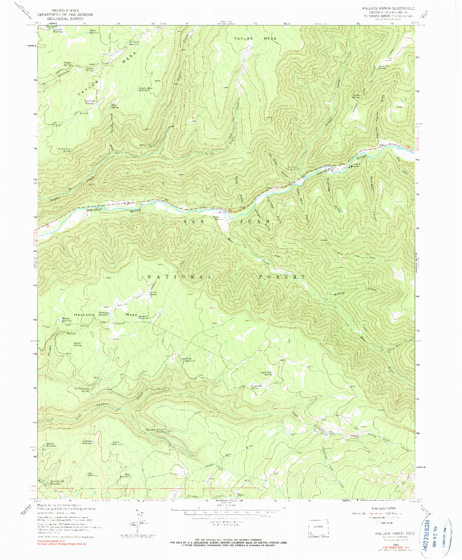 USGS 1:24000-SCALE QUADRANGLE FOR WALLACE RANCH, CO 1963