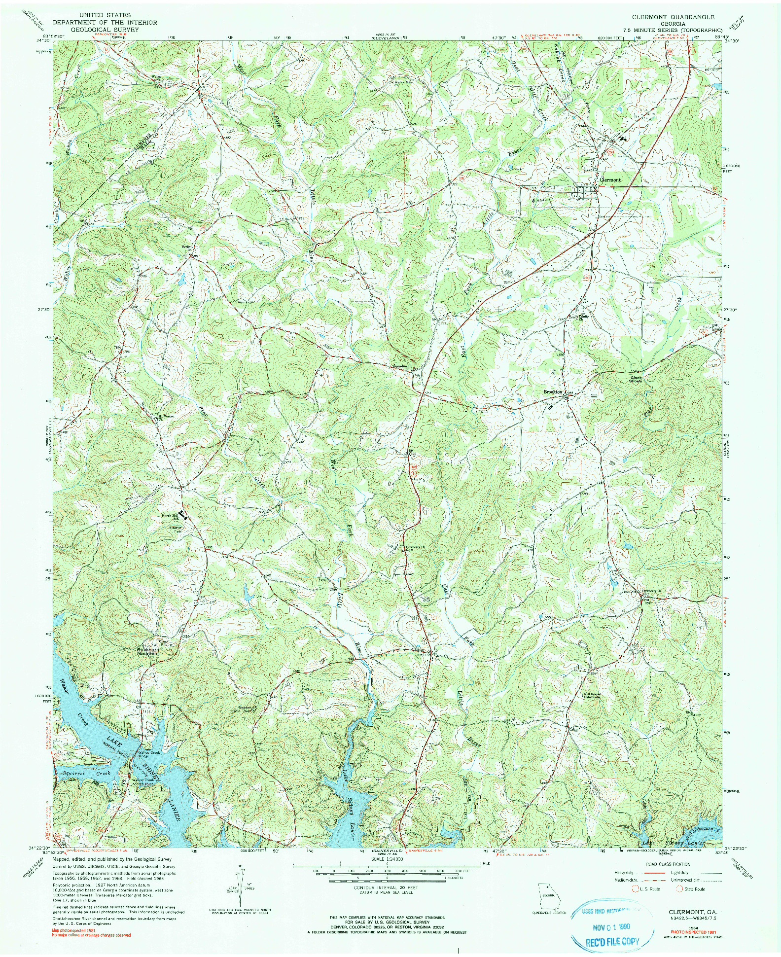 USGS 1:24000-SCALE QUADRANGLE FOR CLERMONT, GA 1964