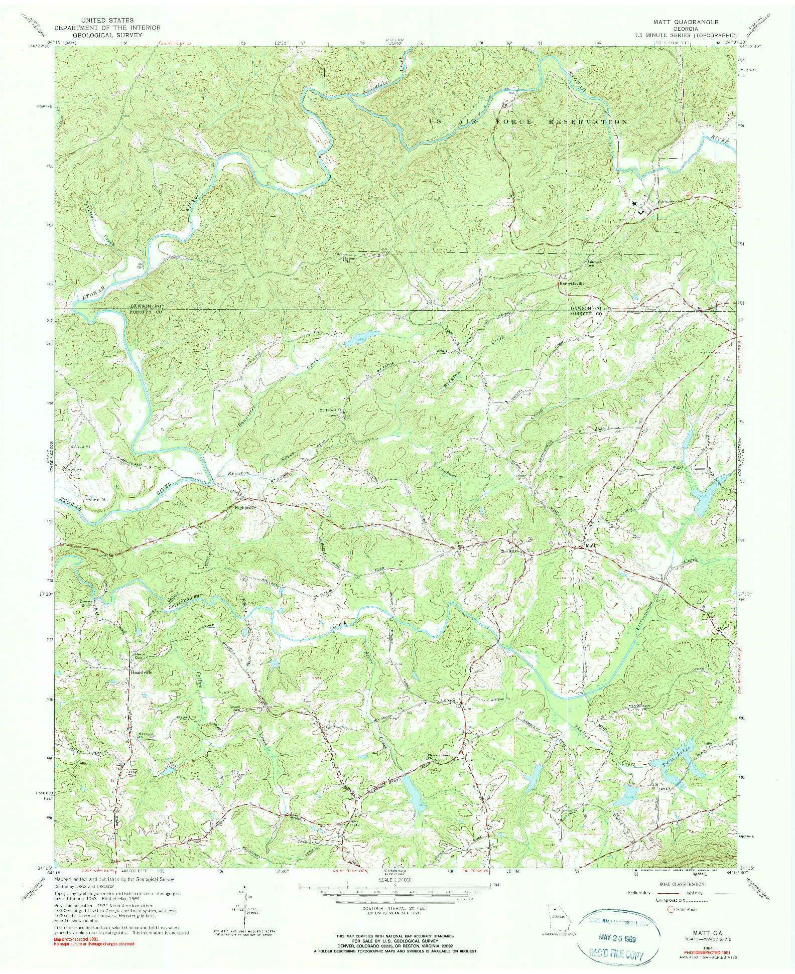 USGS 1:24000-SCALE QUADRANGLE FOR MATT, GA 1964