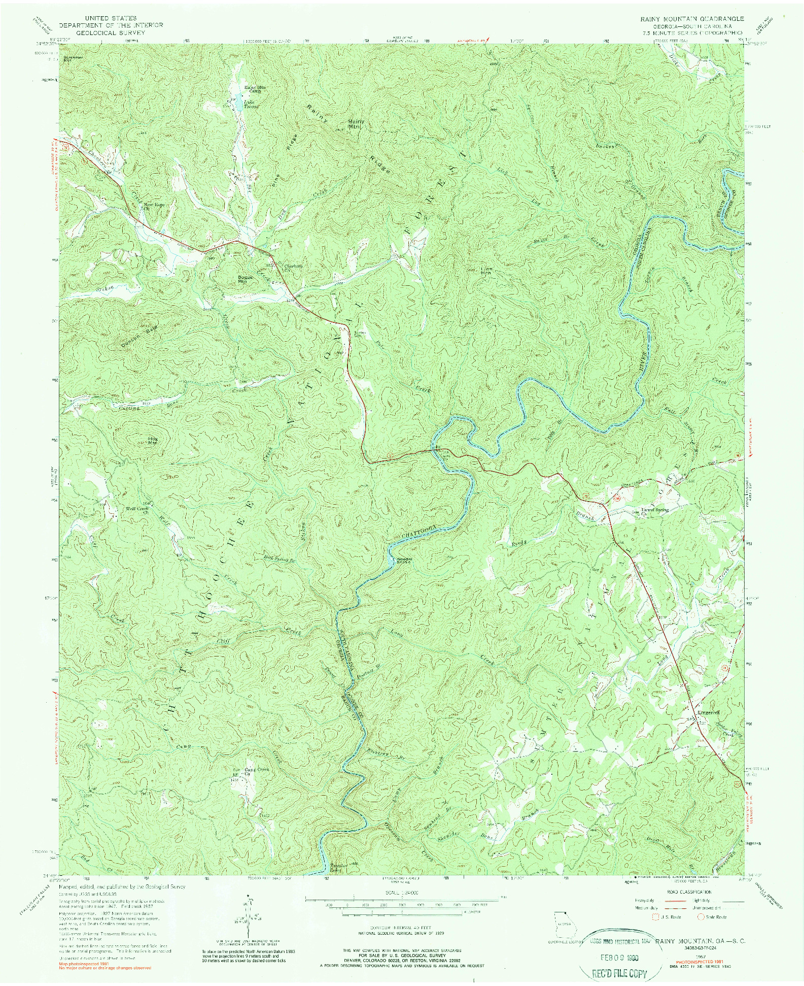 USGS 1:24000-SCALE QUADRANGLE FOR RAINY MOUNTAIN, GA 1957