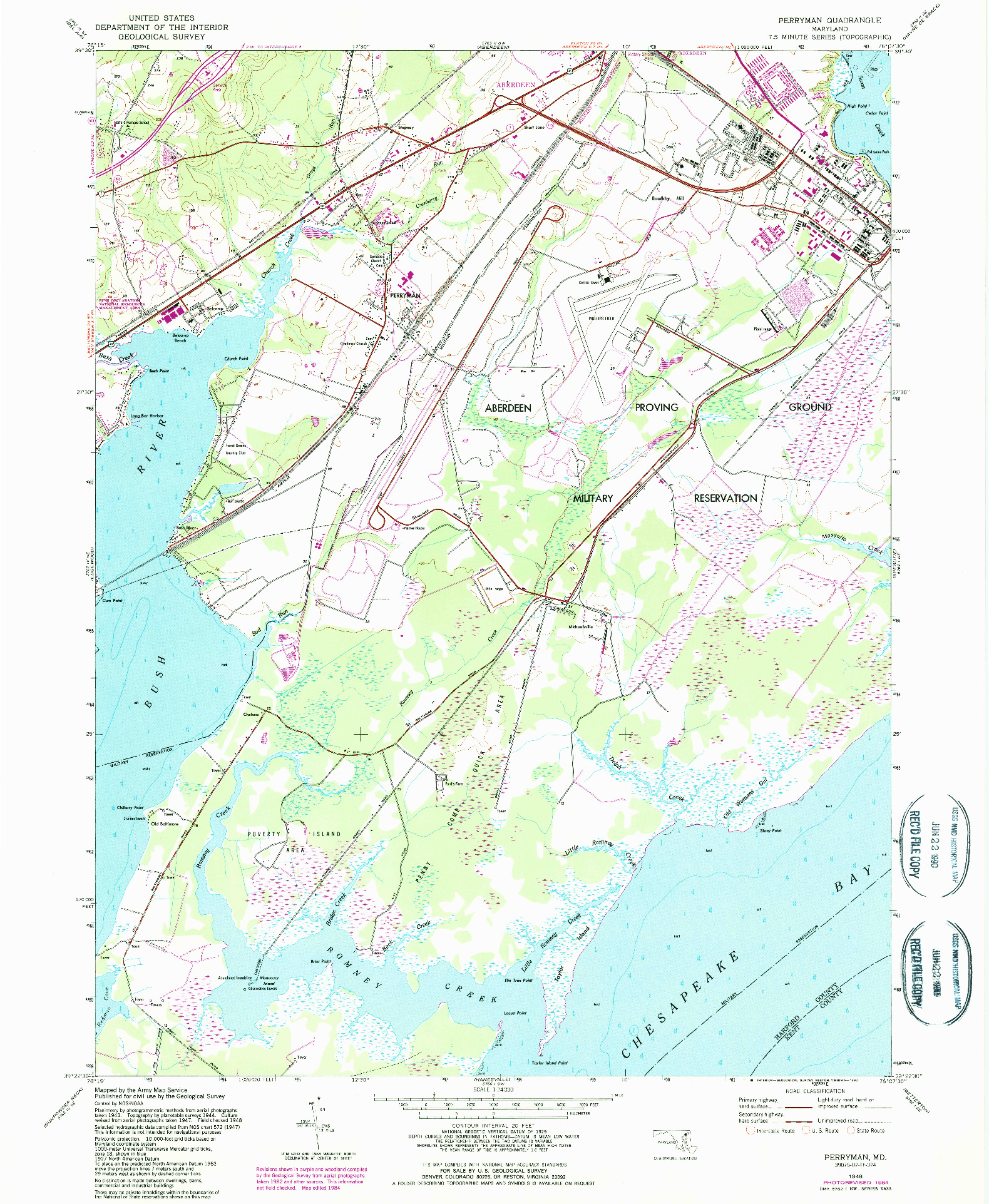 USGS 1:24000-SCALE QUADRANGLE FOR PERRYMAN, MD 1948