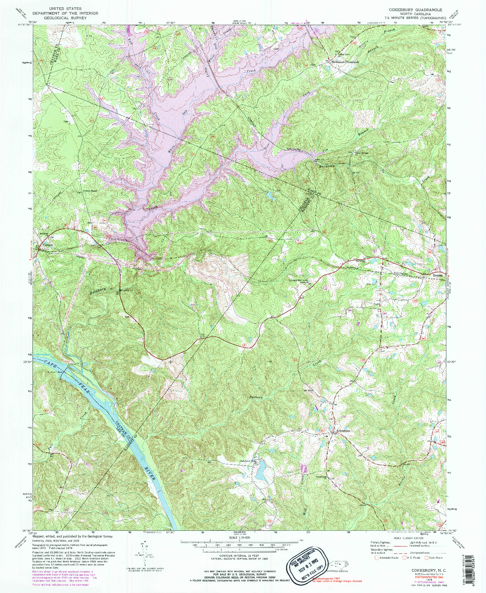 USGS 1:24000-SCALE QUADRANGLE FOR COKESBURY, NC 1974