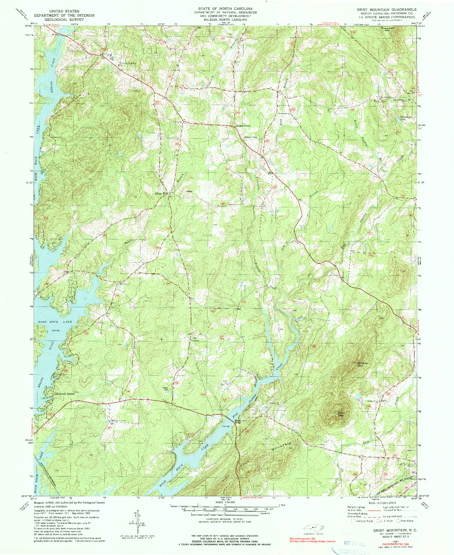 USGS 1:24000-SCALE QUADRANGLE FOR GRIST MOUNTAIN, NC 1981