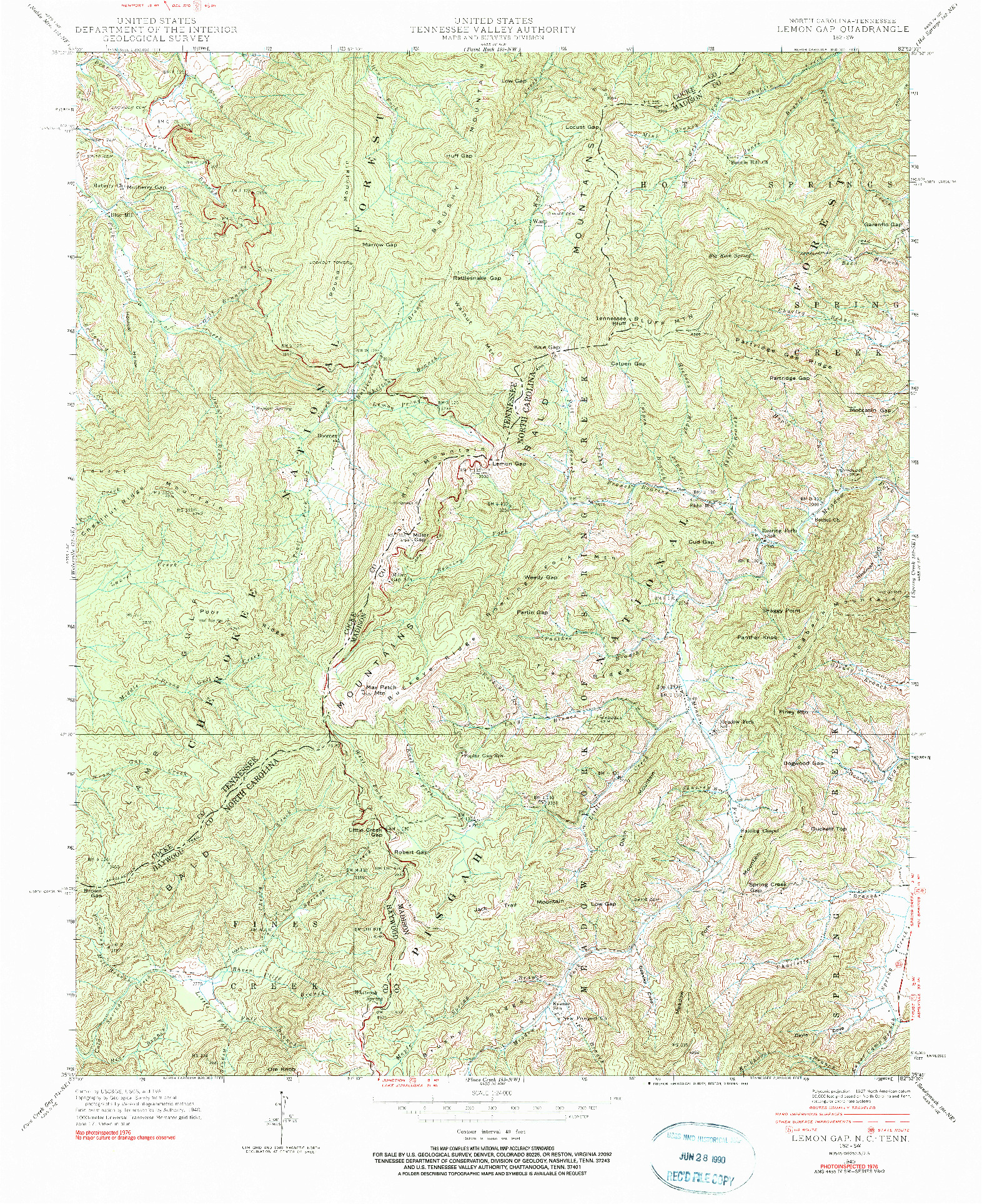 USGS 1:24000-SCALE QUADRANGLE FOR LEMON GAP, NC 1940