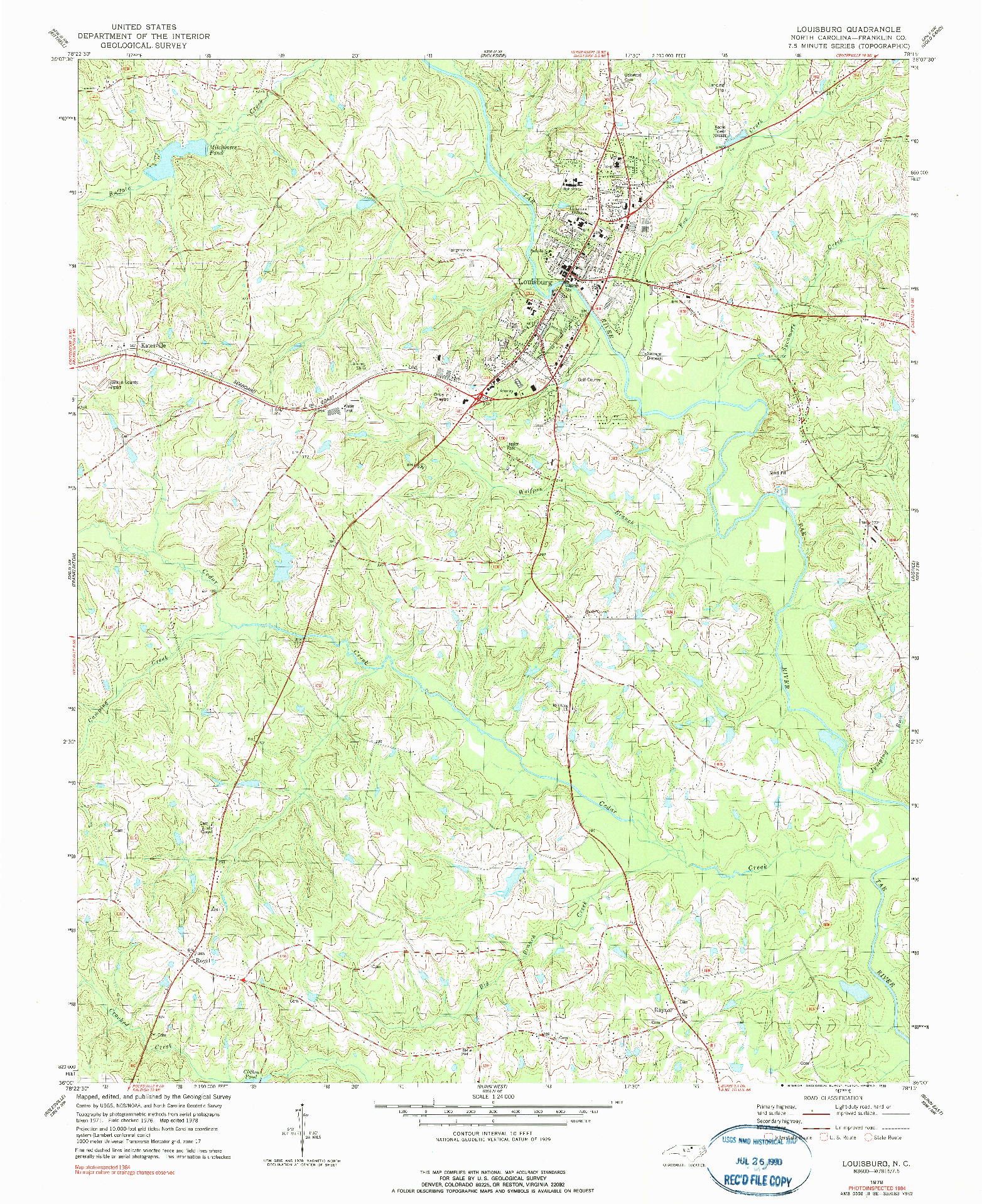 USGS 1:24000-SCALE QUADRANGLE FOR LOUISBURG, NC 1978