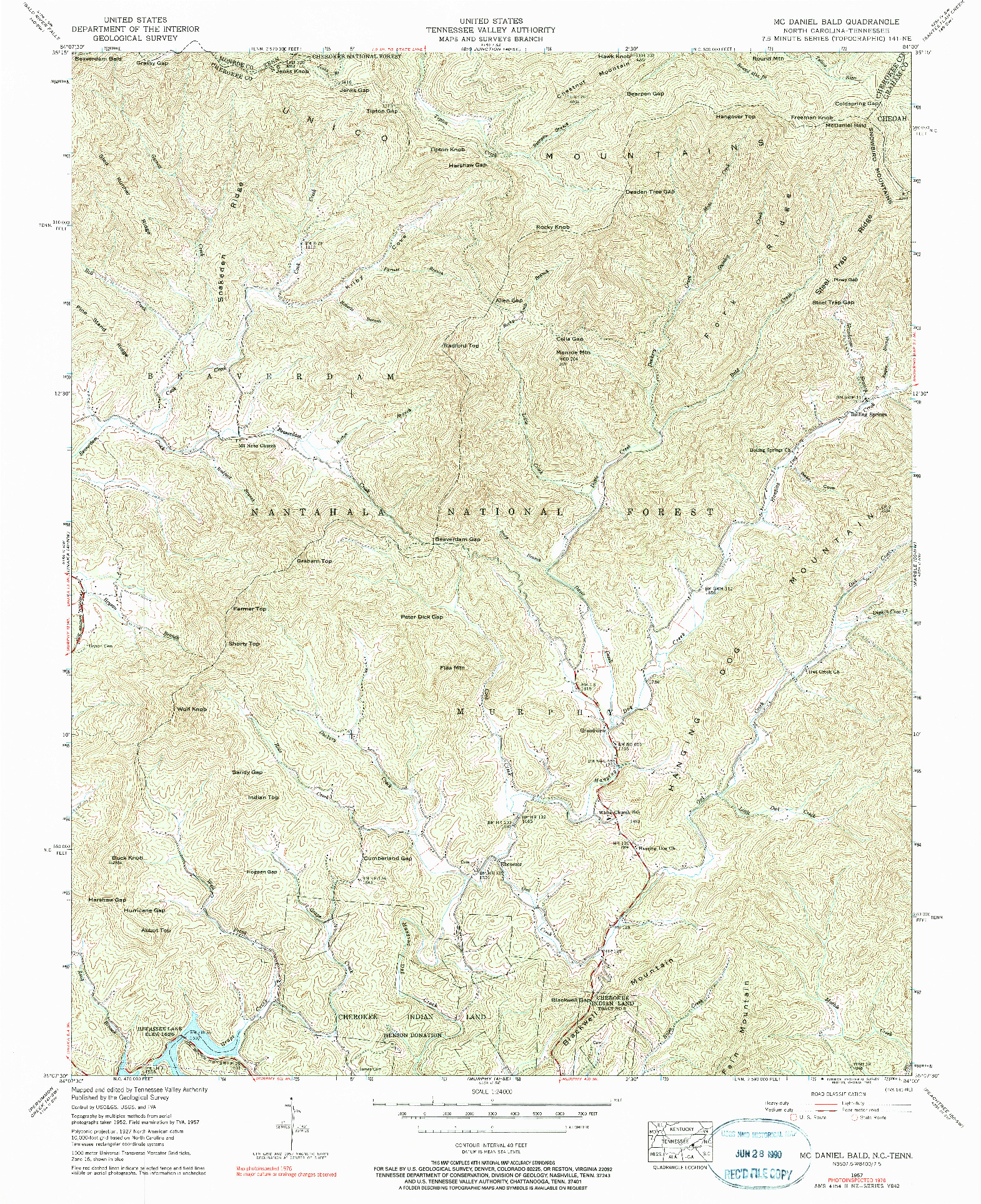 USGS 1:24000-SCALE QUADRANGLE FOR MC DANIEL BALD, NC 1957