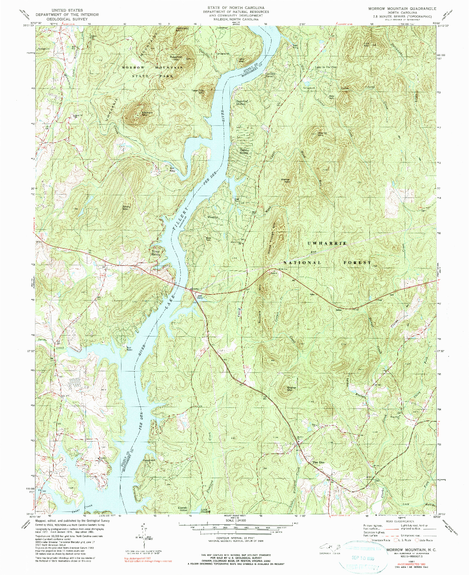 USGS 1:24000-SCALE QUADRANGLE FOR MORROW MOUNTAIN, NC 1981