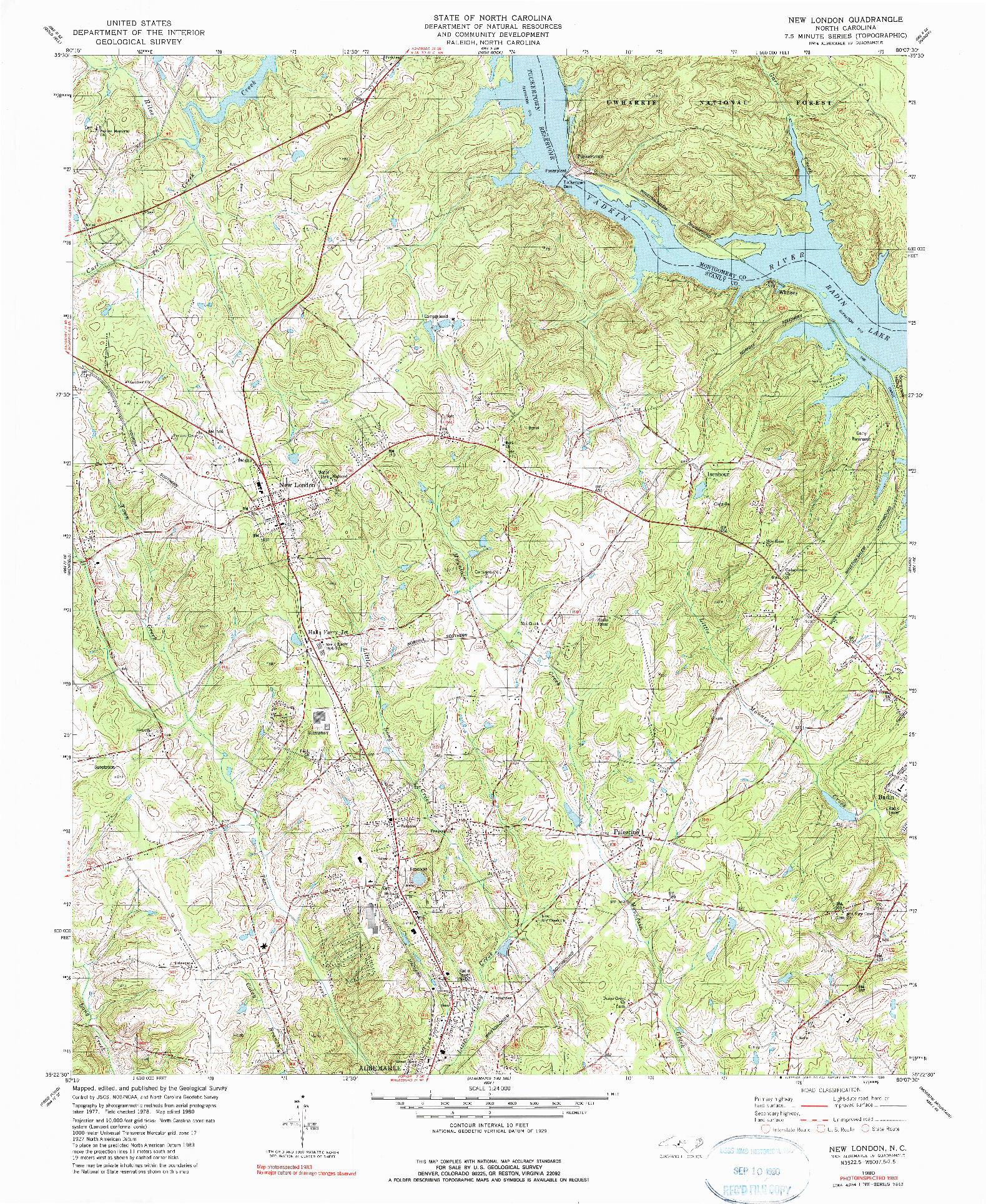 USGS 1:24000-SCALE QUADRANGLE FOR NEW LONDON, NC 1980