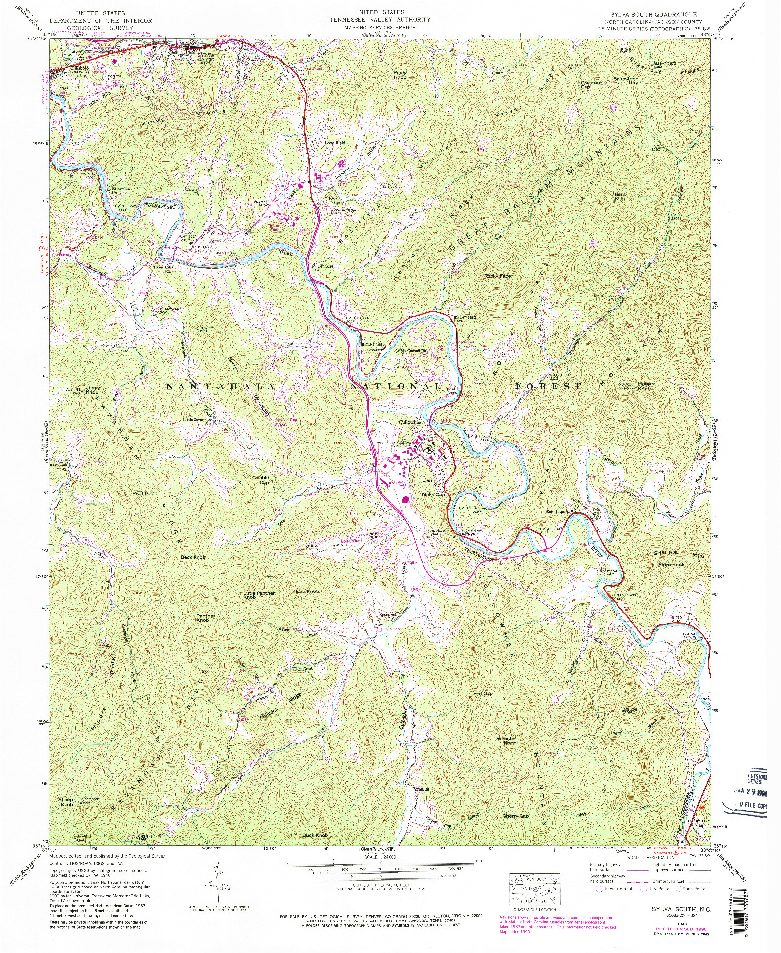 USGS 1:24000-SCALE QUADRANGLE FOR SYLVA SOUTH, NC 1946